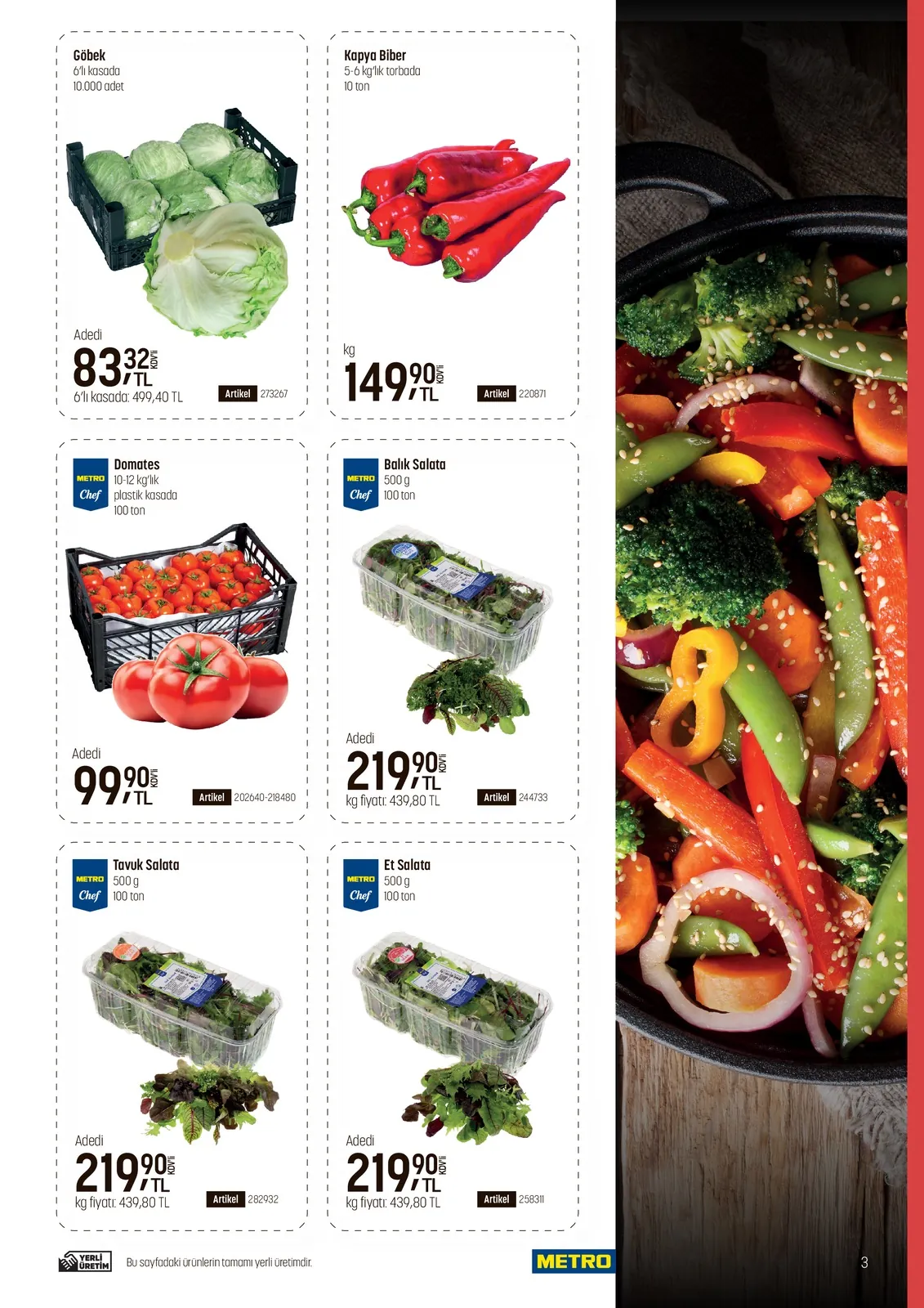 Metro Metro 22 Nisan 2026 Aktüel Kataloğu sayfa 3: Metro Chef Et Salata 500G, Göbek 6'Lı Kasada