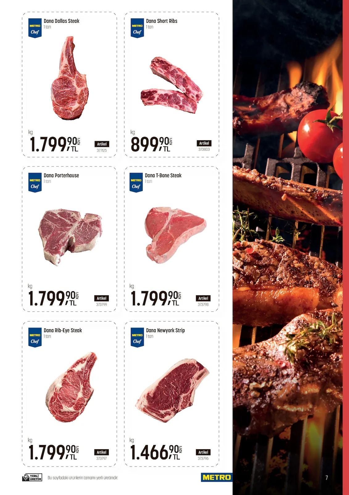 Metro Metro 22 Nisan 2026 Aktüel Kataloğu sayfa 7: Metro Chef Dana T-Bone Steak 1 Ton, Metro Chef Dana Porterhouse 1 Ton
