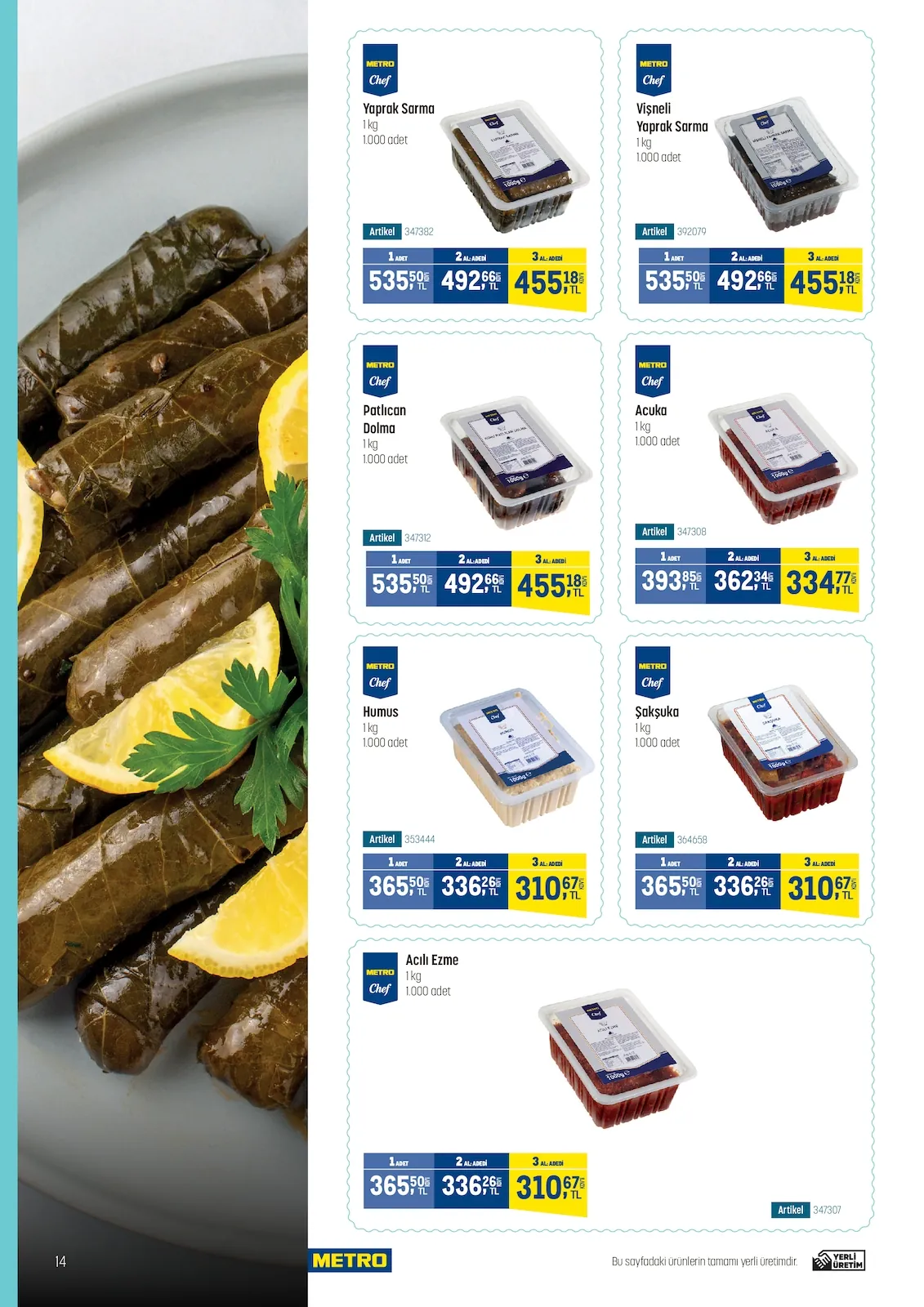 Metro Metro 14 Mayıs 2026 Aktüel Kataloğu sayfa 14: Metro Chef Şakşuka 1Kg, Metro Chef Patlıcan Dolma 1Kg