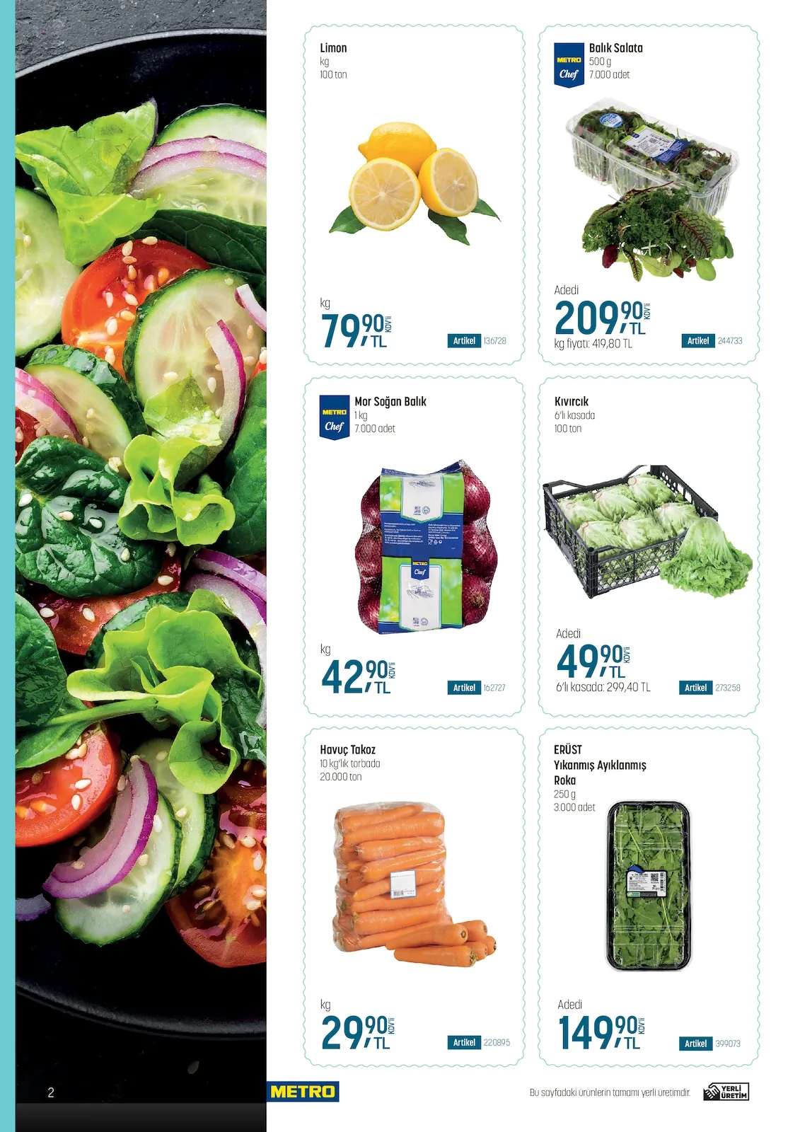 Metro Metro 14 Mayıs 2026 Aktüel Kataloğu sayfa 2: Limon 100 Ton, Metro Chef Balık Salata 500G