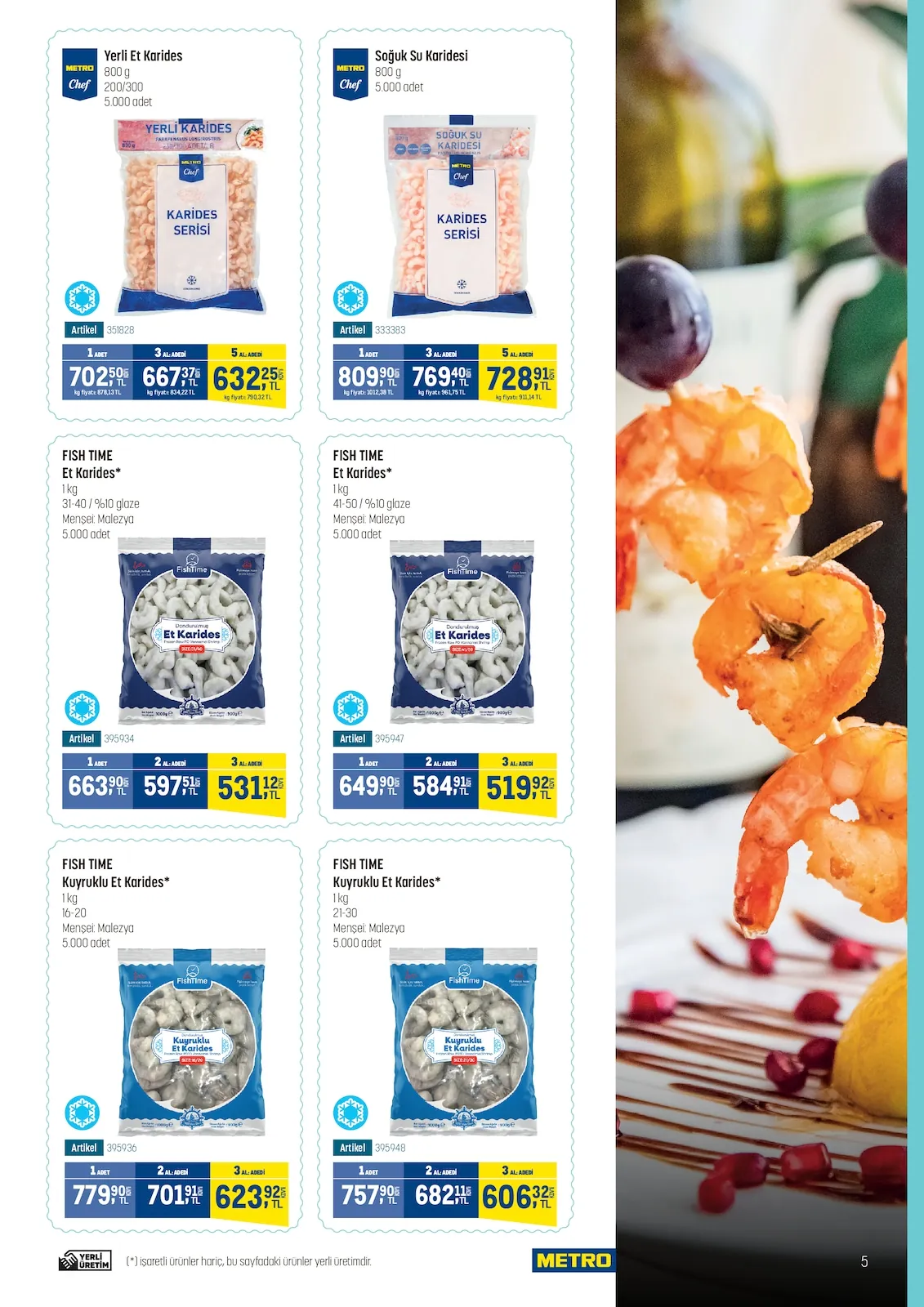 Metro Metro 14 Mayıs 2026 Aktüel Kataloğu sayfa 5: Metro Chef Soğuk Su Karidesi 800G, Metro Chef Yerli Et Karides 800G