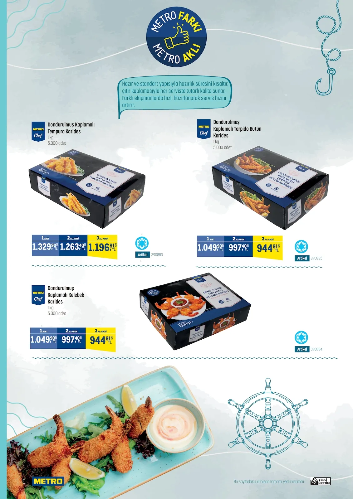 Metro Metro 21 Mayıs 2026 Aktüel Kataloğu sayfa 10: Metro Chef Dondurulmuş Kelebek Karides 1Kg, Metro Chef Dondurulmuş Torpido Bütün Karides 1Kg
