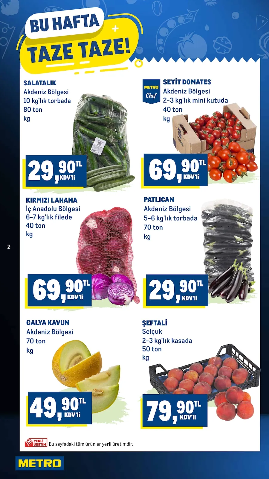 Metro Metro 2 Haziran 2026 Aktüel Kataloğu sayfa 2: Kirmizi Lahana 6-7 Kg'Lik File, Salatalik 10 Kg'Lik Torba
