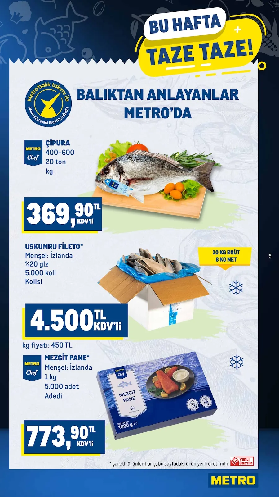 Metro Metro 2 Haziran 2026 Aktüel Kataloğu sayfa 5: Metro Chef Mezgit Pane 1Kg, Uskumru Fileto 5.000 Koli