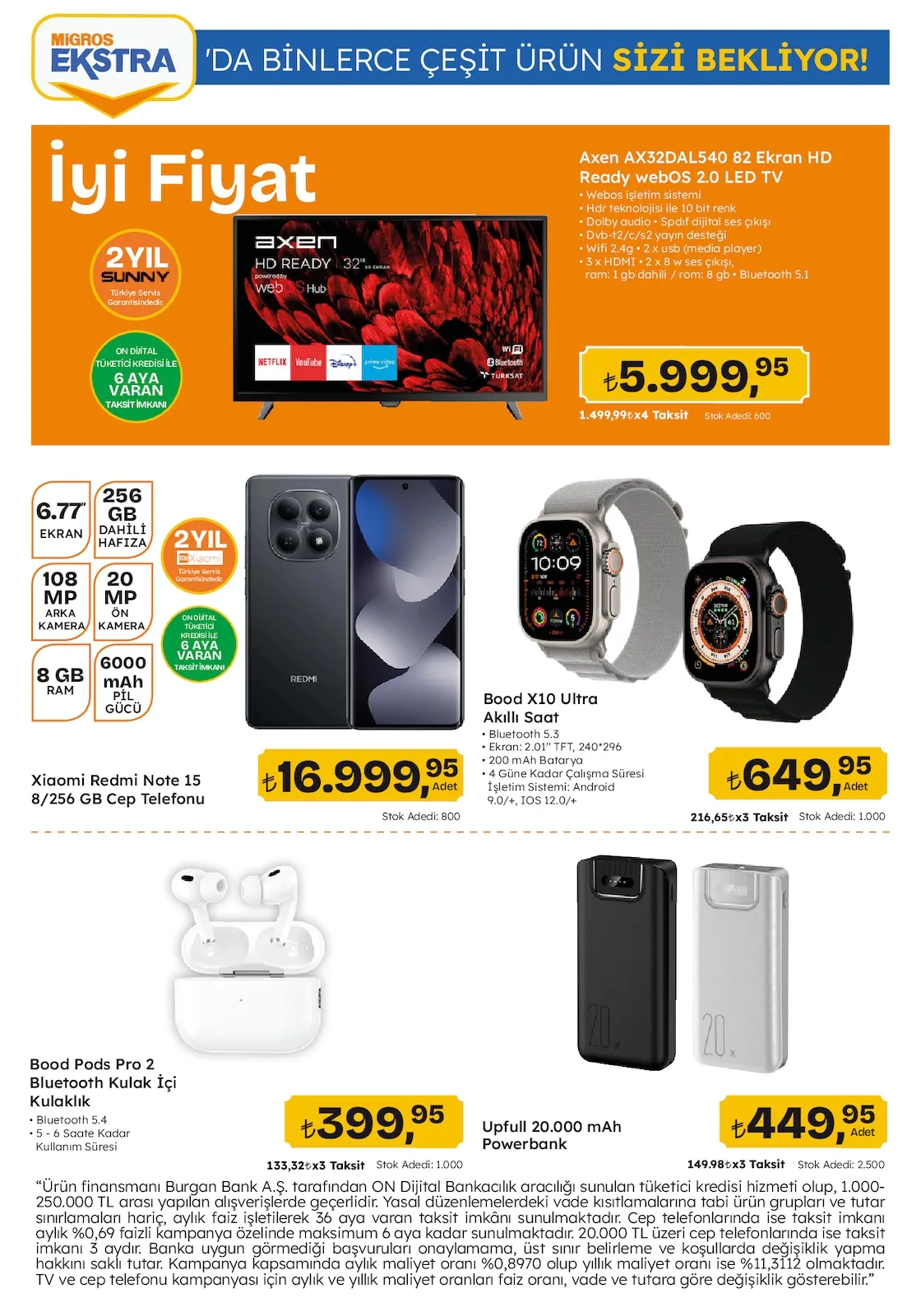Migros Migros 12 Şubat 2026 Aktüel Kataloğu sayfa 14: Axen Ax32Dal540 82 Ekran Hd Ready Webos 2.0 Led Tv, Bood X10 Ultra Akıllı Saat