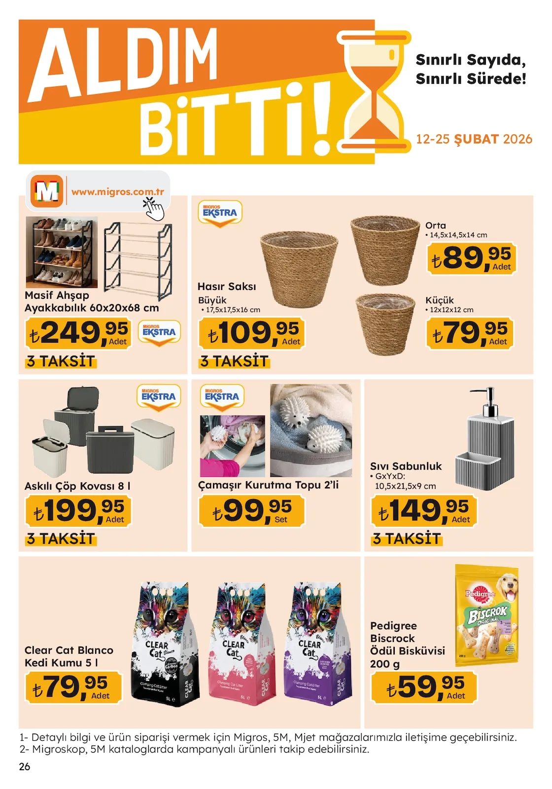 Migros Migros 12 Şubat 2026 Aktüel Kataloğu sayfa 26: Çamaşır Kurutma Topu 2'Li, Askılı Çöp Kovası 8 L