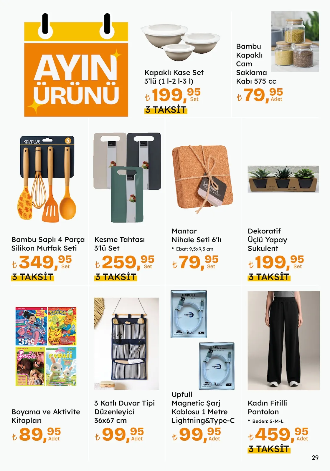 Migros Migros 12 Şubat 2026 Aktüel Kataloğu sayfa 29: Bambu Kapaklı Cam Saklama Kabı 575 Cc, Upfull Magnetic Şarj Kablosu 1 Metre Lightning&Type-C