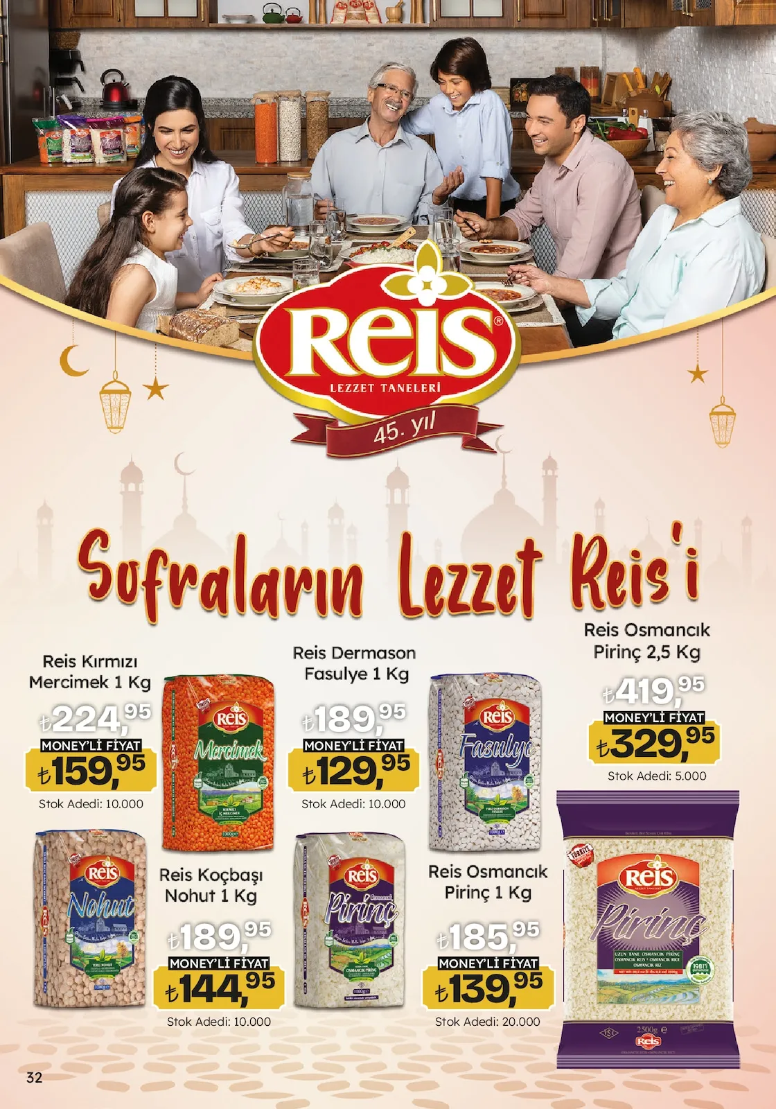 Migros Migros 12 Şubat 2026 Aktüel Kataloğu sayfa 32: Reis Kırmızı Mercimek 1 Kg, Reis Koçbaşı Nohut 1 Kg