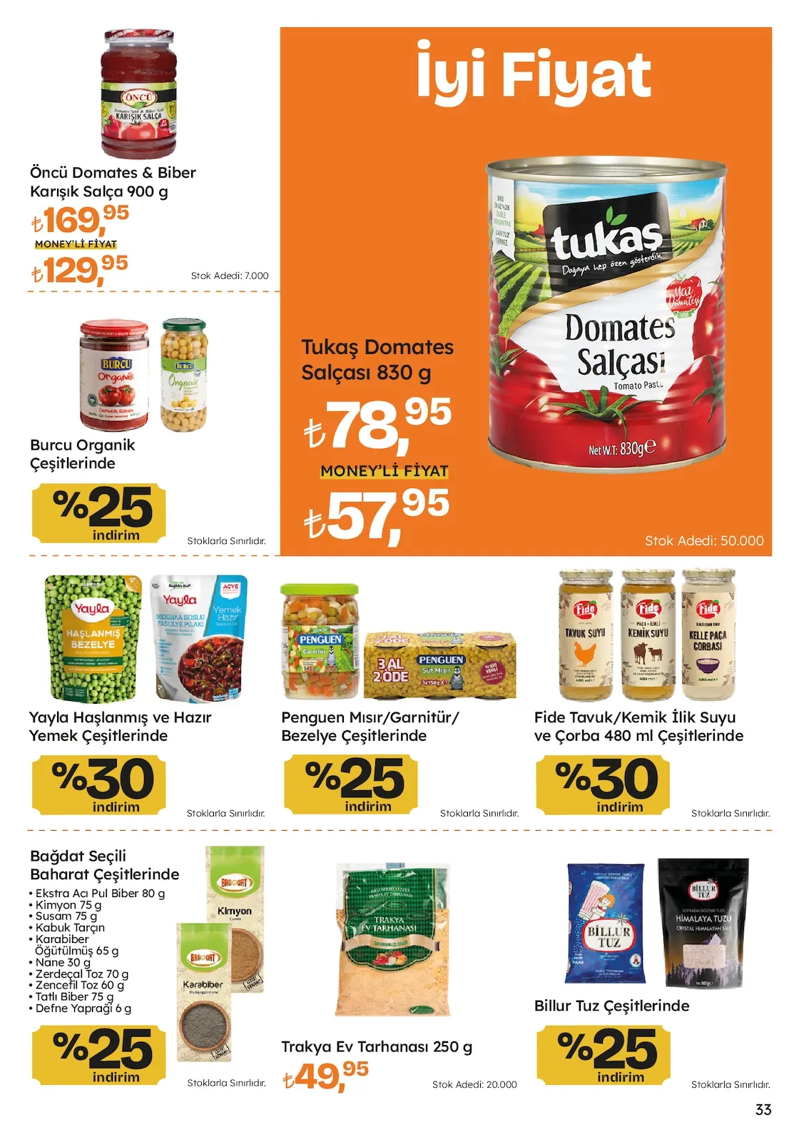 Migros Migros 12 Şubat 2026 Aktüel Kataloğu sayfa 33: Tukaş Domates Salçası 830 G, Öncü Domates & Biber Karışık Salça 900 G