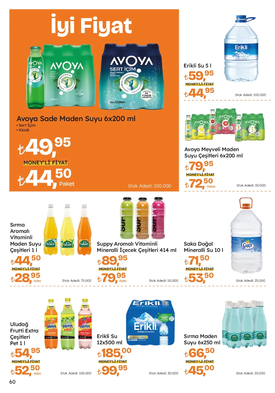 Migros Migros 12 Şubat 2026 Aktüel Kataloğu sayfa 60: Avoya Sade Maden Suyu 6X200 Ml, Suppy Aromalı Vitaminli Mineralli İçecek Çeşitleri 414 Ml