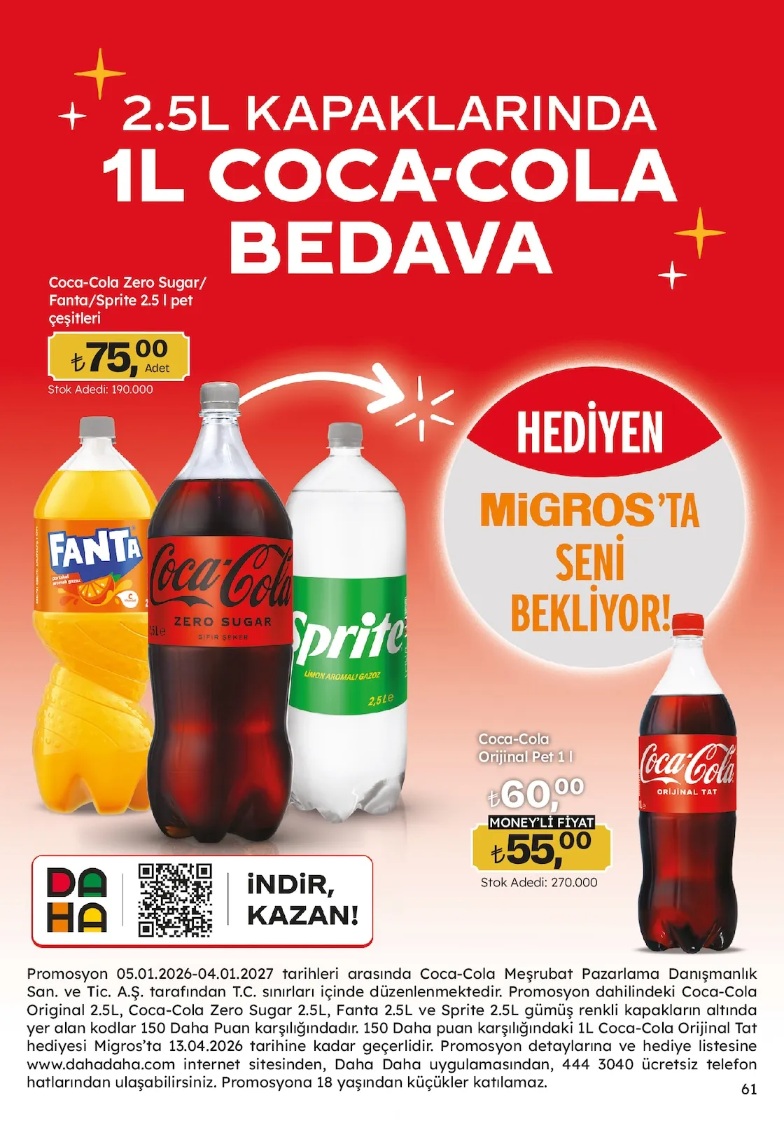 Migros Migros 12 Şubat 2026 Aktüel Kataloğu sayfa 61: Coca-Cola Orijinal Pet 1 L