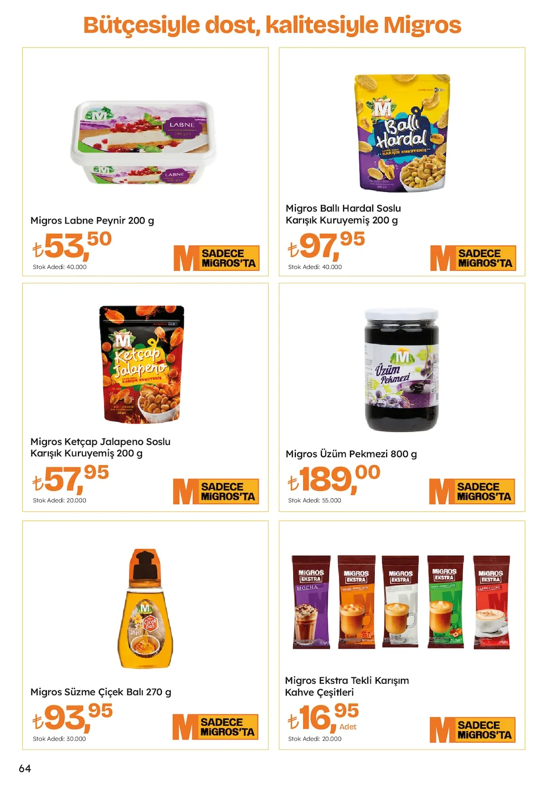 Migros Migros 12 Şubat 2026 Aktüel Kataloğu sayfa 64: Migros Ketçap Jalapeno Soslu Karışık Kuruyemiş 200 G, Migros Süzme Çiçek Balı 270 G