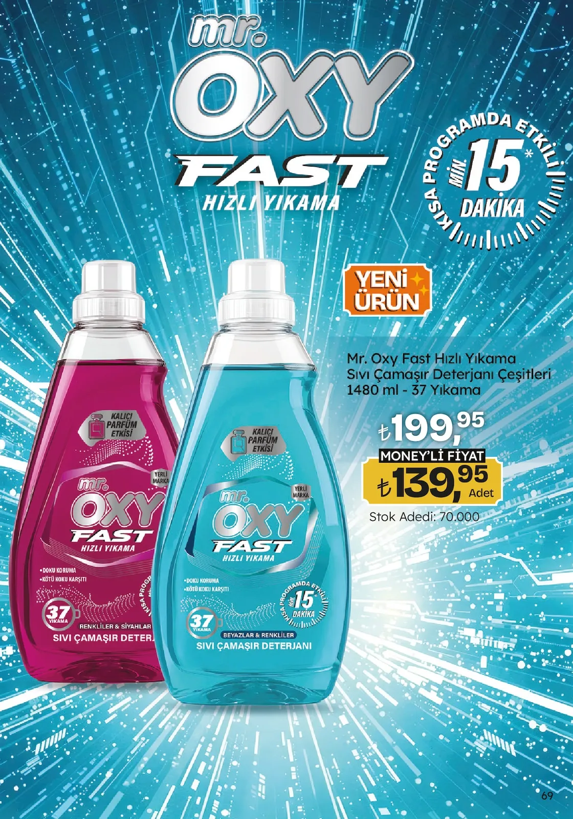 Migros Migros 12 Şubat 2026 Aktüel Kataloğu sayfa 69: Mr. Oxy Fast Hızlı Yıkama Sıvı Çamaşır Deterjanı Çeşitleri 1480 Ml - 37 Yıkama