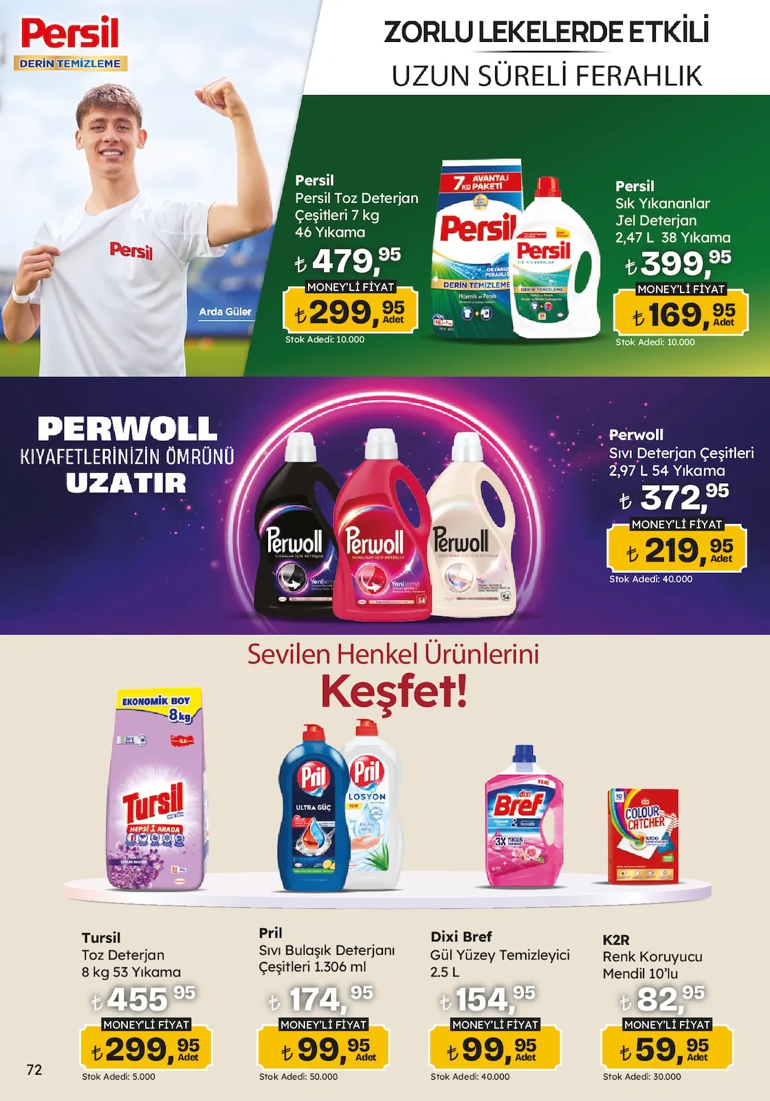 Migros Migros 12 Şubat 2026 Aktüel Kataloğu sayfa 72: Persil Sık Yıkananlar Jel Deterjan 2,47 L, Tursil Toz Deterjan 8 Kg