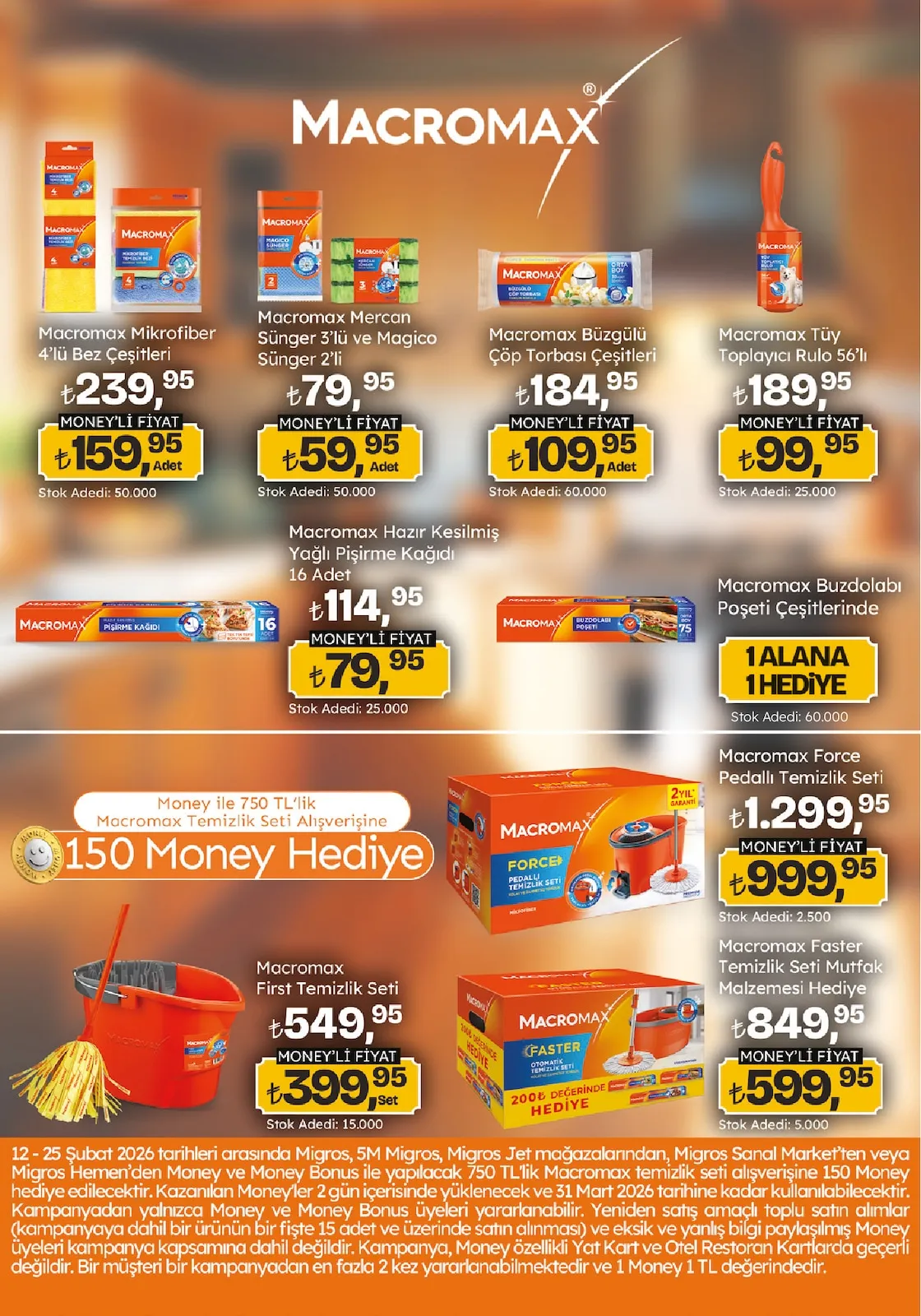 Migros Migros 12 Şubat 2026 Aktüel Kataloğu sayfa 74: Macromax Force Pedallı Temizlik Seti, Macromax Faster Temizlik Seti Mutfak Malzemesi Hediye