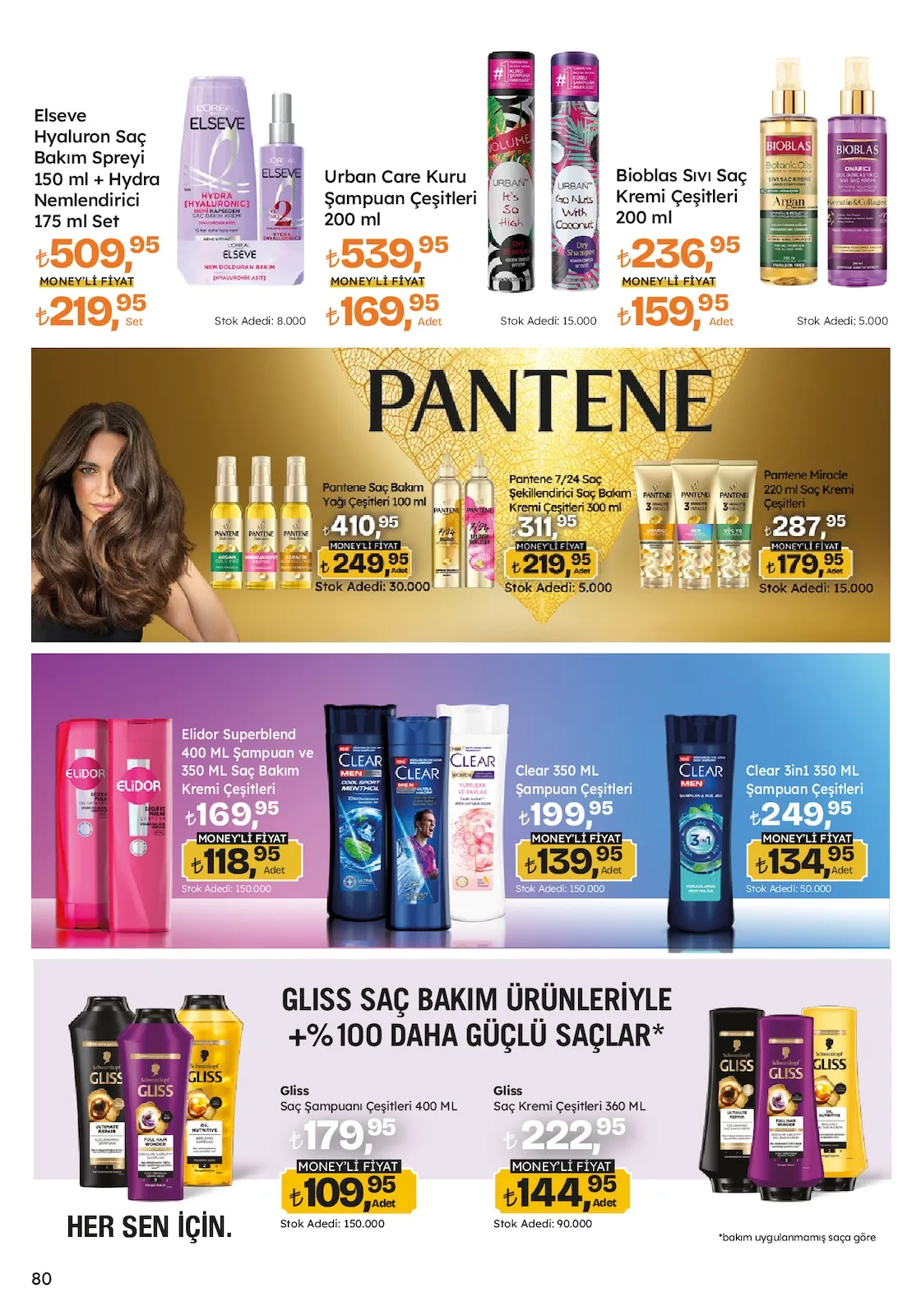 Migros Migros 12 Şubat 2026 Aktüel Kataloğu sayfa 80: Elseve Hyaluron Saç Bakım Spreyi 150 Ml + Hydra Nemlendirici 175 Ml Set, Elidor Superblend 400 Ml Şampuan Ve 350 Ml Saç Bakım Kremi Çeşitleri