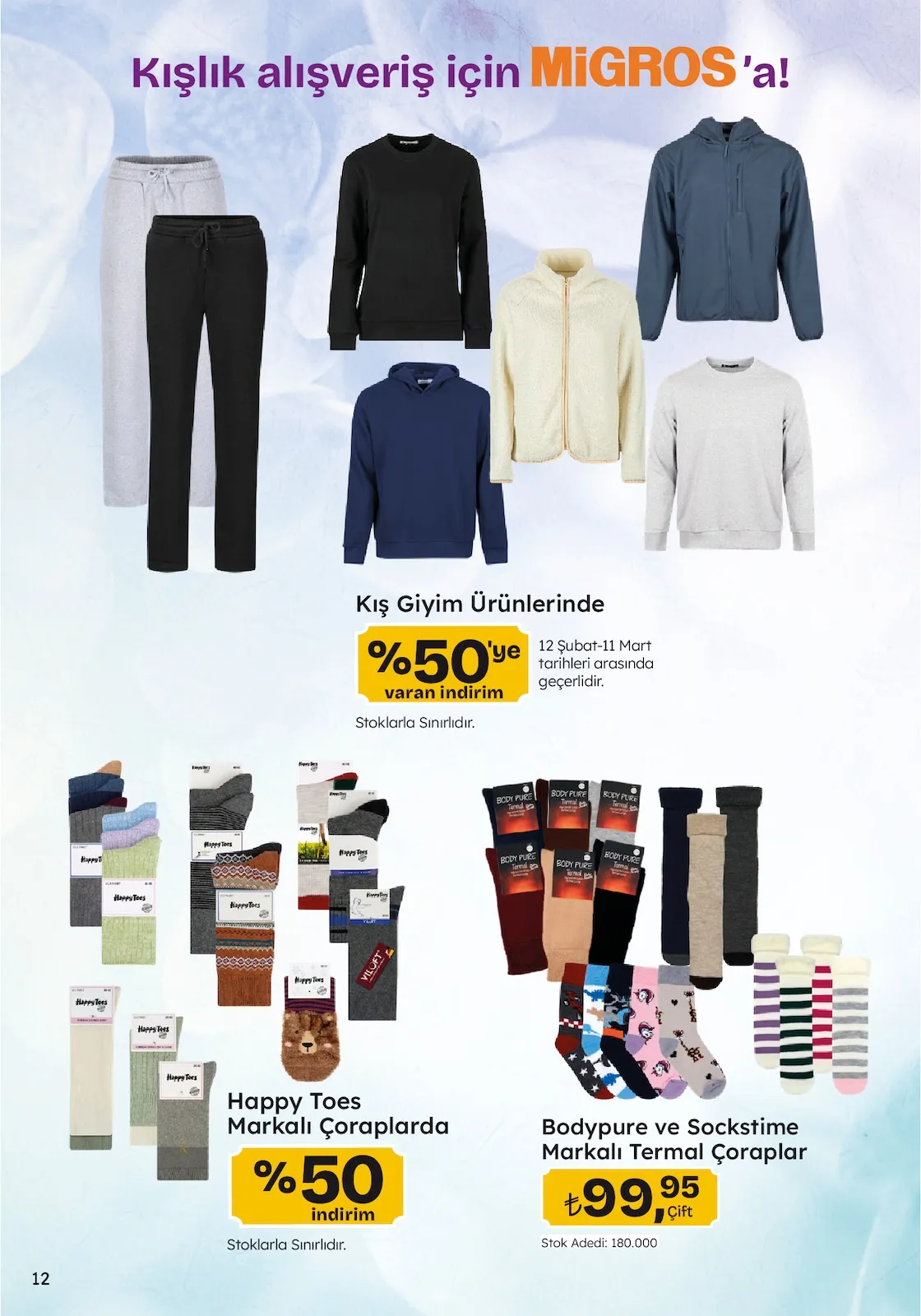 Migros Migros 26 Şubat 2026 Aktüel Kataloğu sayfa 12: Bodypure Ve Sockstime Markalı Termal Çoraplar
