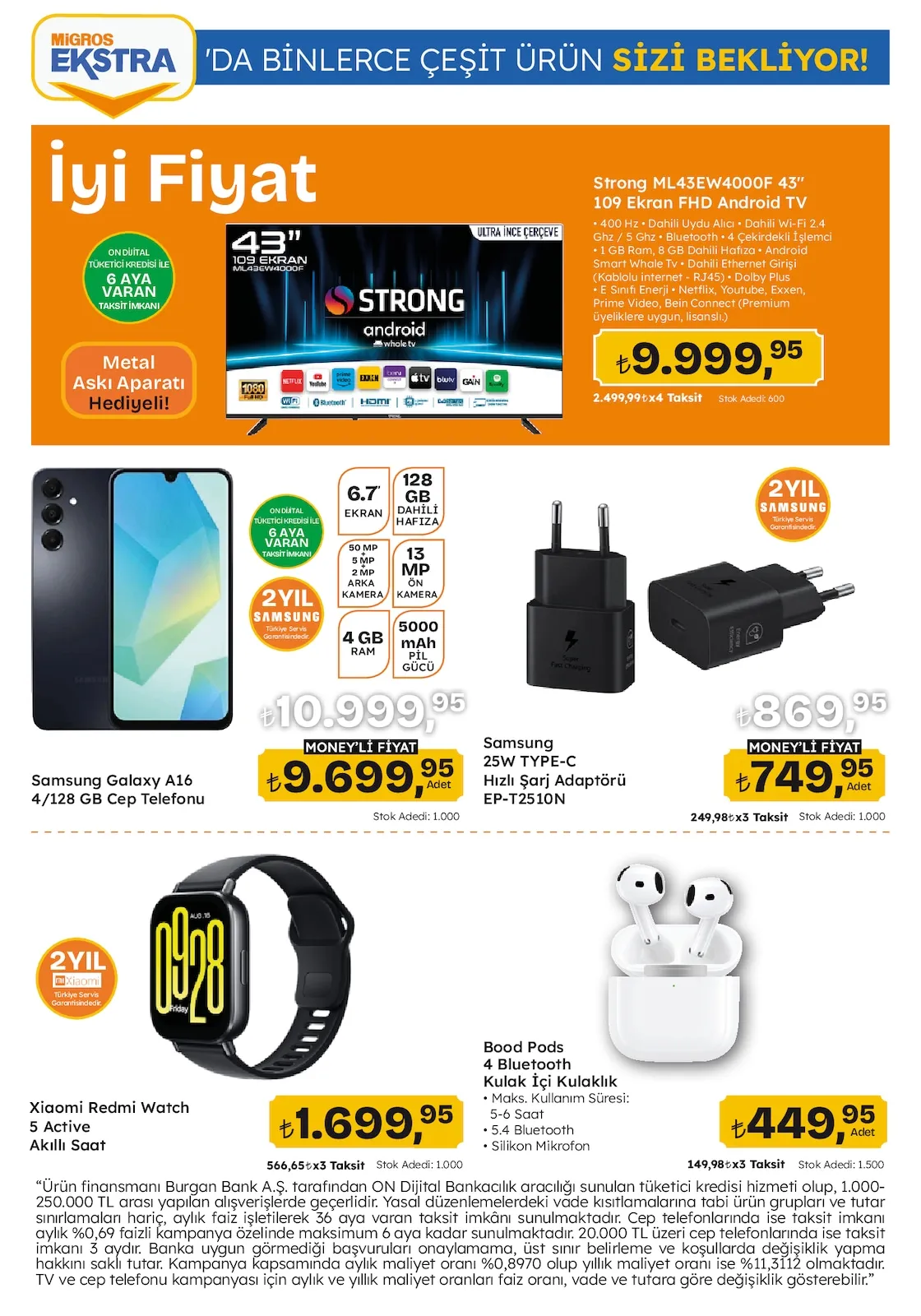 Migros Migros 26 Şubat 2026 Aktüel Kataloğu sayfa 15: Samsung 25W Type-C Hızlı Şarj Adaptörü Ep-T2510N, Bood Pods 4 Bluetooth Kulak İçi Kulaklık