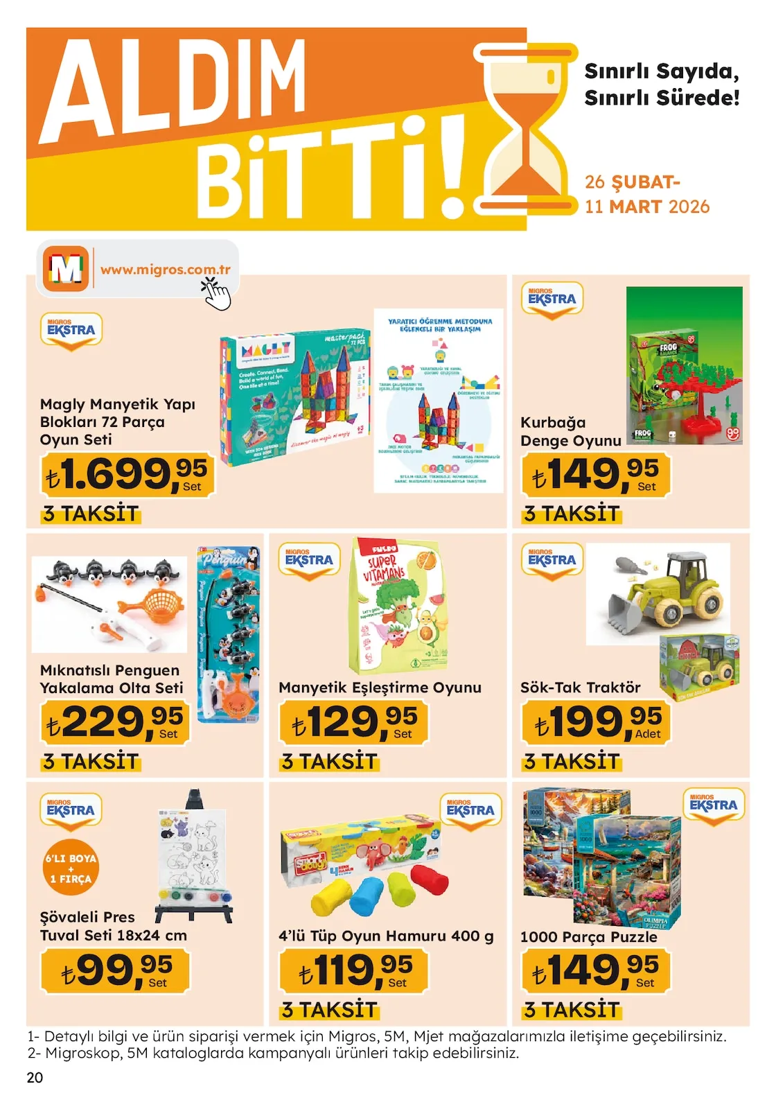 Migros Migros 26 Şubat 2026 Aktüel Kataloğu sayfa 20: 4'Lü Tüp Oyun Hamuru 400 G, Manyetik Eşleştirme Oyunu