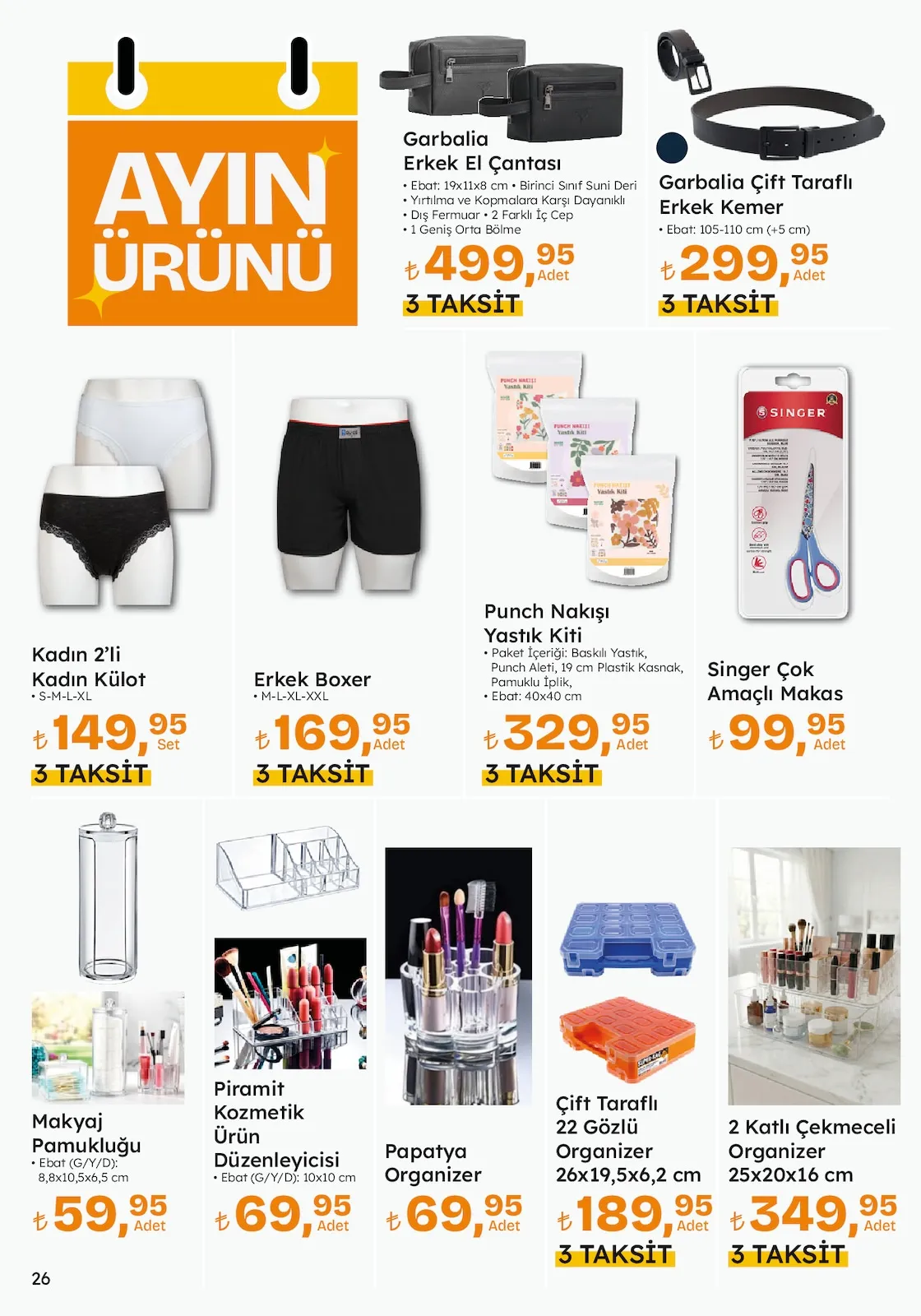 Migros Migros 26 Şubat 2026 Aktüel Kataloğu sayfa 26: Garbalia Çift Taraflı Erkek Kemer, Singer Çok Amaçlı Makas