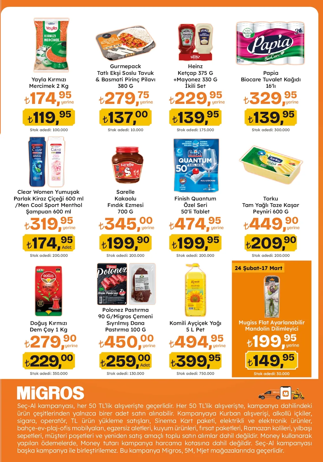 Migros Migros 26 Şubat 2026 Aktüel Kataloğu sayfa 3: Finish Quantum Özel Seri 50'Li Tablet, Komili Ayçiçek Yağı 5 L Pet