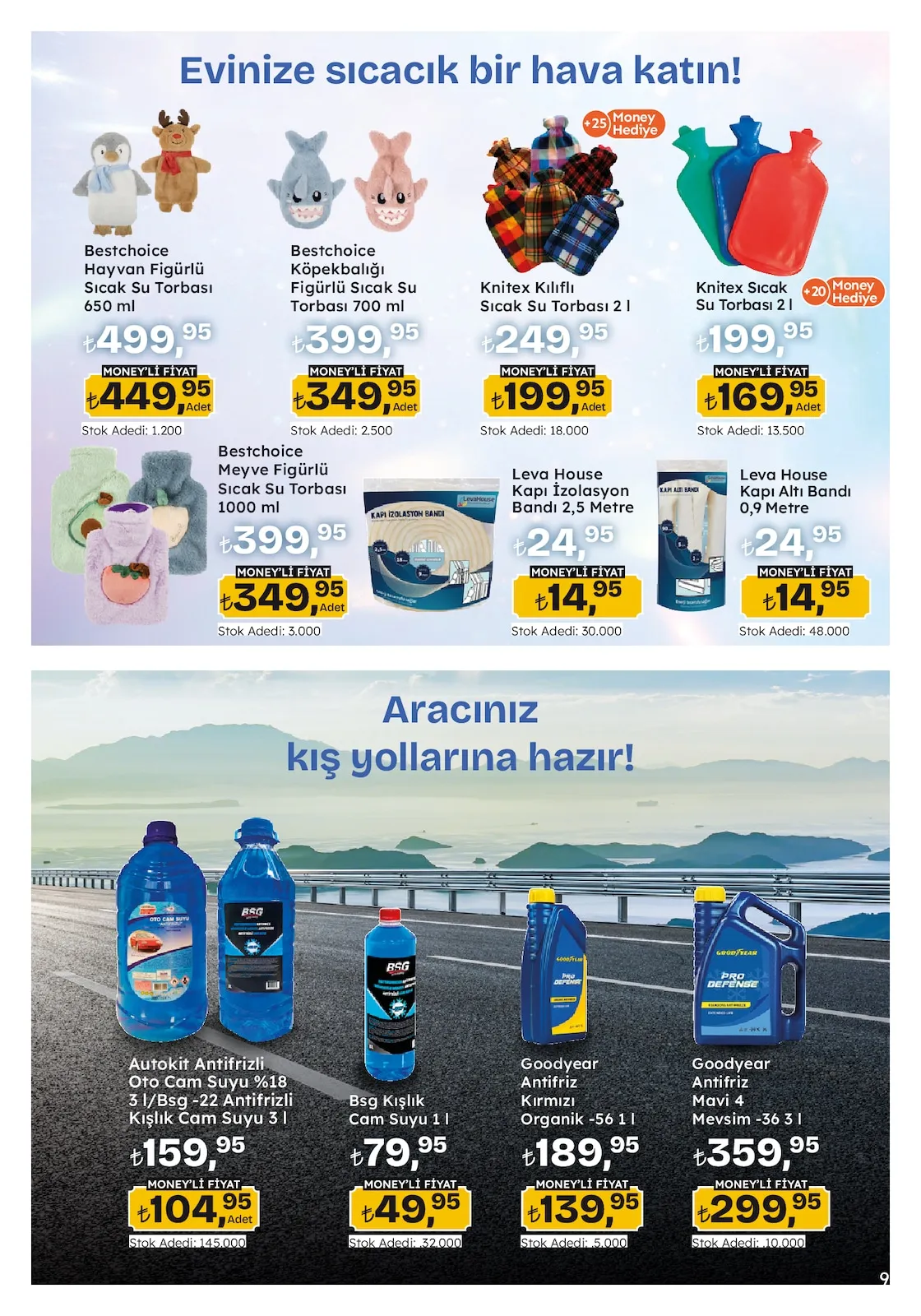 Migros Migros 26 Şubat 2026 Aktüel Kataloğu sayfa 9: Knitex Sıcak Su Torbası 2 L, Goodyear Antifriz Kırmızı Organik -56 1 L