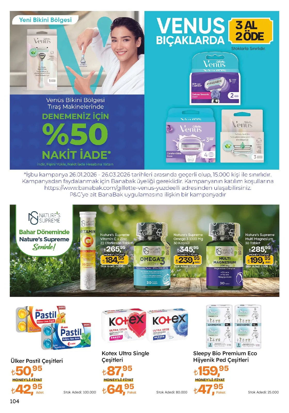 Migros Migros 12 Mart 2026 Aktüel Kataloğu sayfa 104: Sleepy Bio Premium Eco Hijyenik Ped Çeşitleri, Ülker Pastil Çeşitleri