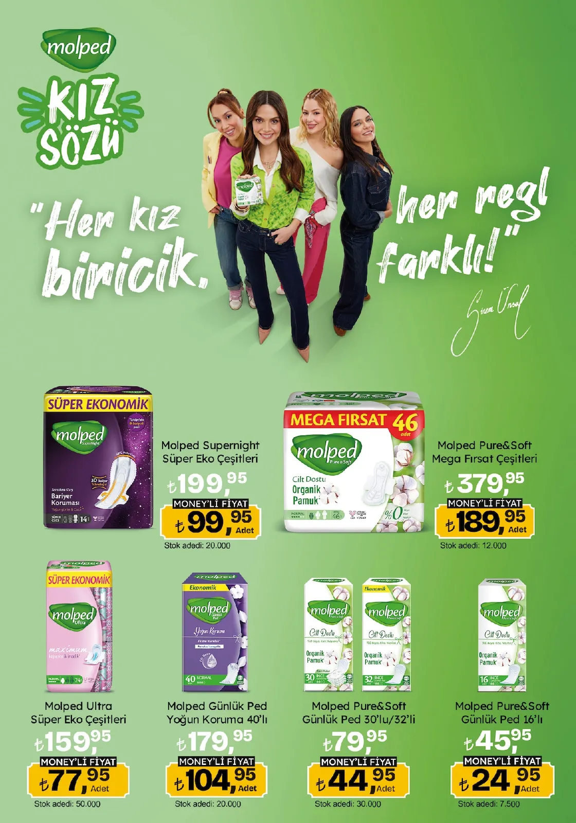 Migros Migros 12 Mart 2026 Aktüel Kataloğu sayfa 105: Molped Pure&Soft Günlük Ped 30'Lu/32'Li