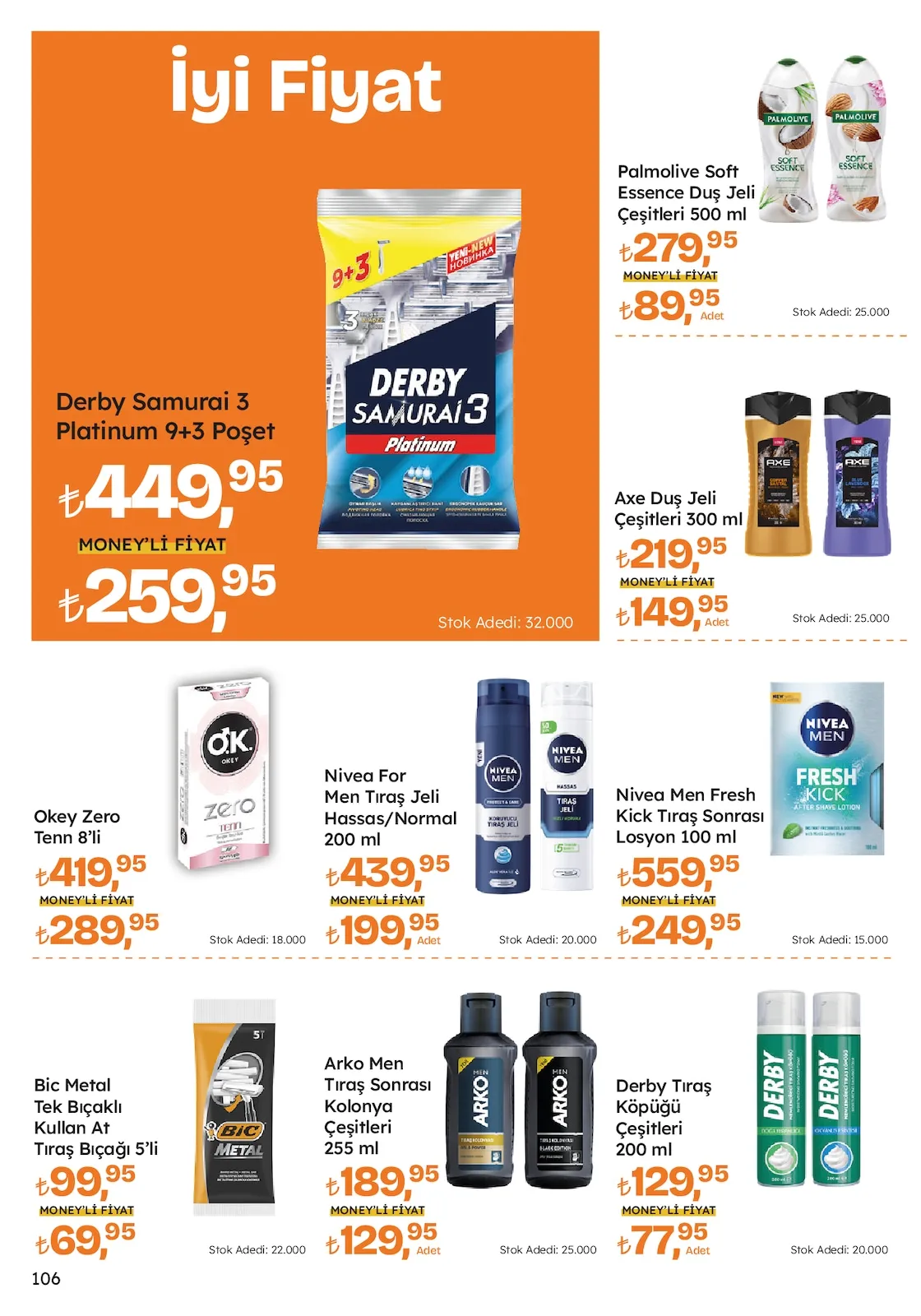 Migros Migros 12 Mart 2026 Aktüel Kataloğu sayfa 106: Derby Samurai 3 Platinum 9+3 Poşet, Nivea For Men Tıraş Jeli Hassas/Normal 200 Ml