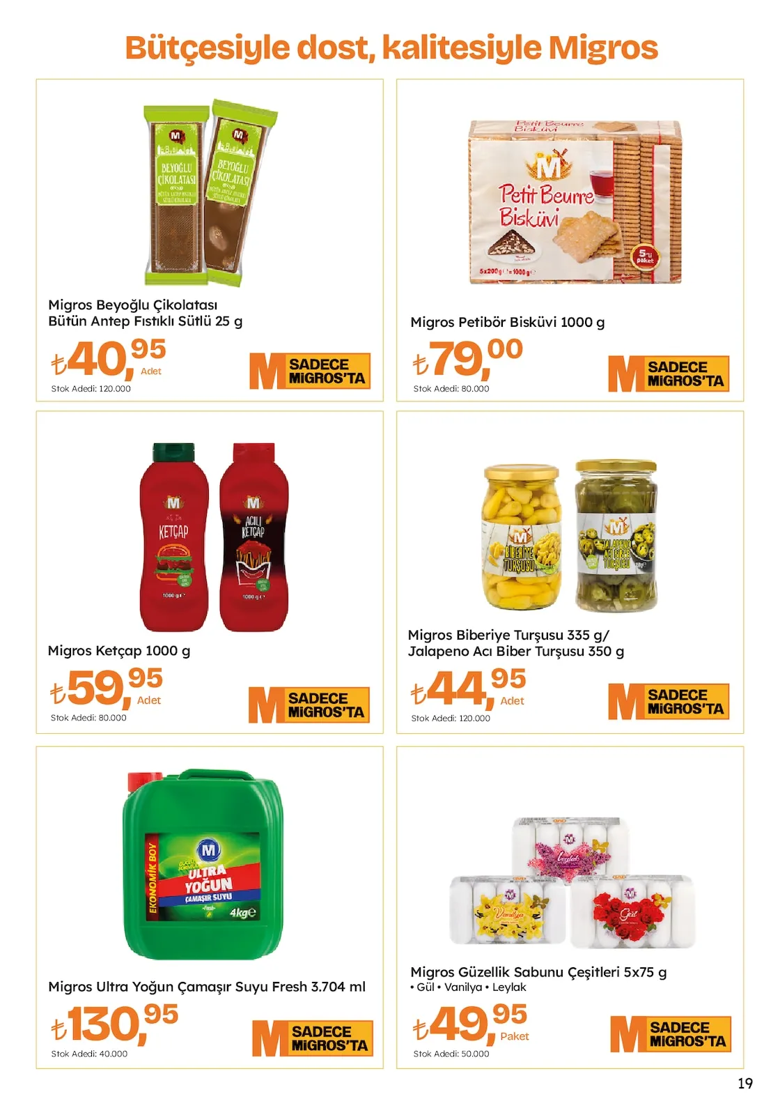 Migros Migros 12 Mart 2026 Aktüel Kataloğu sayfa 19: Migros Petibör Bisküvi 1000 G, Migros Ultra Yoğun Çamaşır Suyu Fresh 3.704 Ml