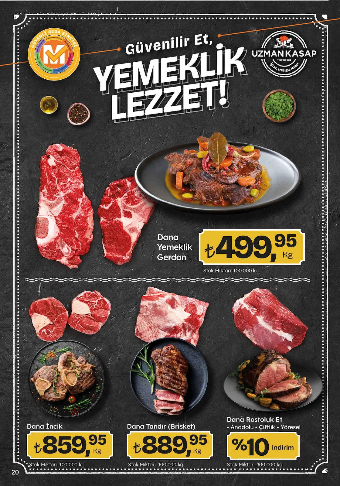 Migros Migros 12 Mart 2026 Aktüel Kataloğu sayfa 20: Dana Yemeklik Gerdan, Dana İncik
