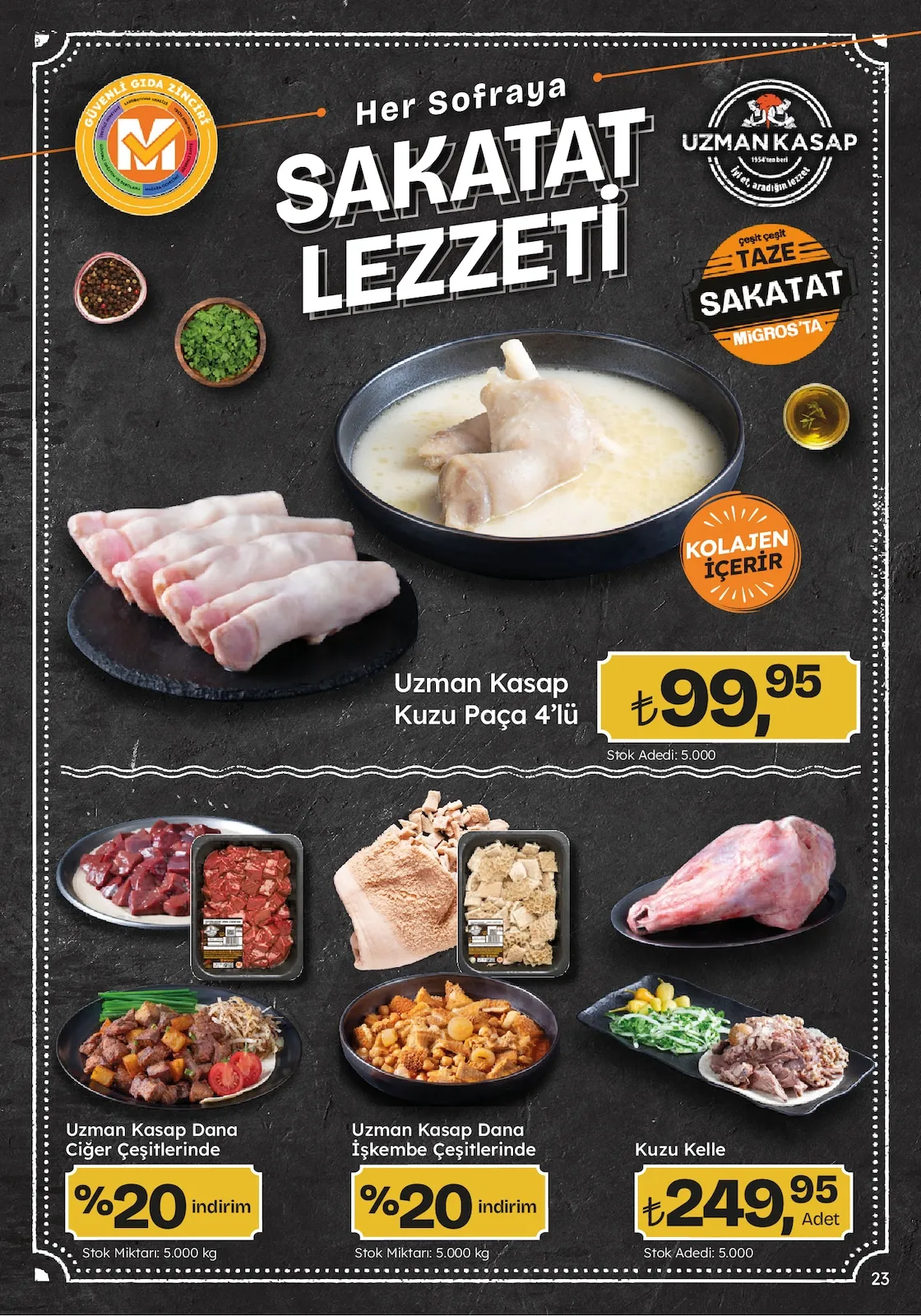 Migros Migros 12 Mart 2026 Aktüel Kataloğu sayfa 23: Uzman Kasap Kuzu Paça 4'Lü
