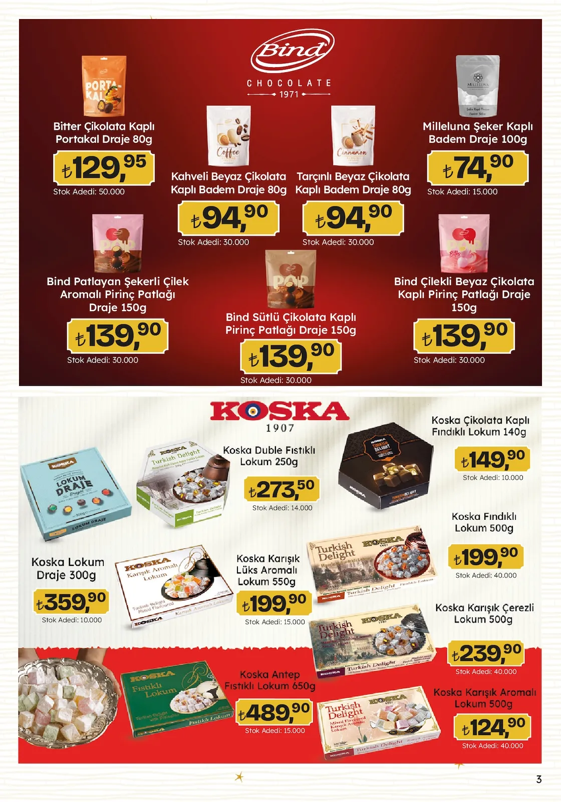 Migros Migros 12 Mart 2026 Aktüel Kataloğu sayfa 3: Bitter Çikolata Kaplı Portakal Draje 80G, Bind Patlayan Şekerli Çilek Aromalı Pirinç Patlağı Draje 150G