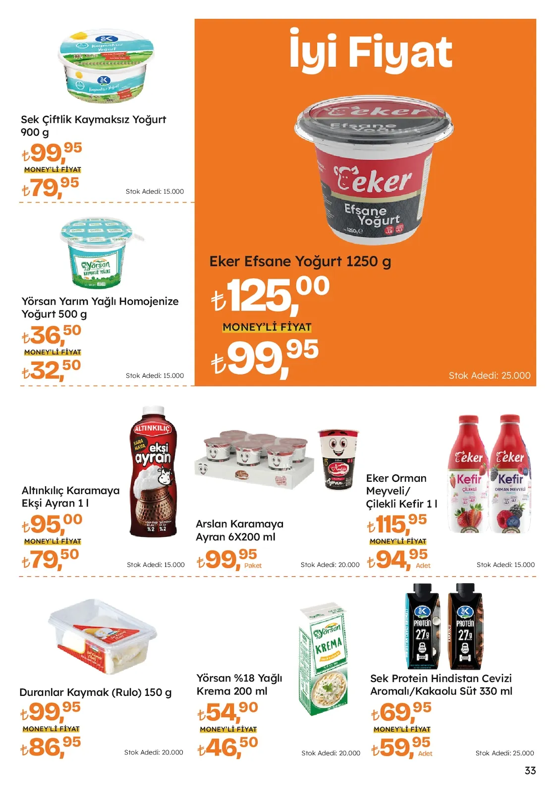 Migros Migros 12 Mart 2026 Aktüel Kataloğu sayfa 33: Yörsan Yarım Yağlı Homojenize Yoğurt 500 G, Eker Orman Meyveli/ Çilekli Kefir 1 L