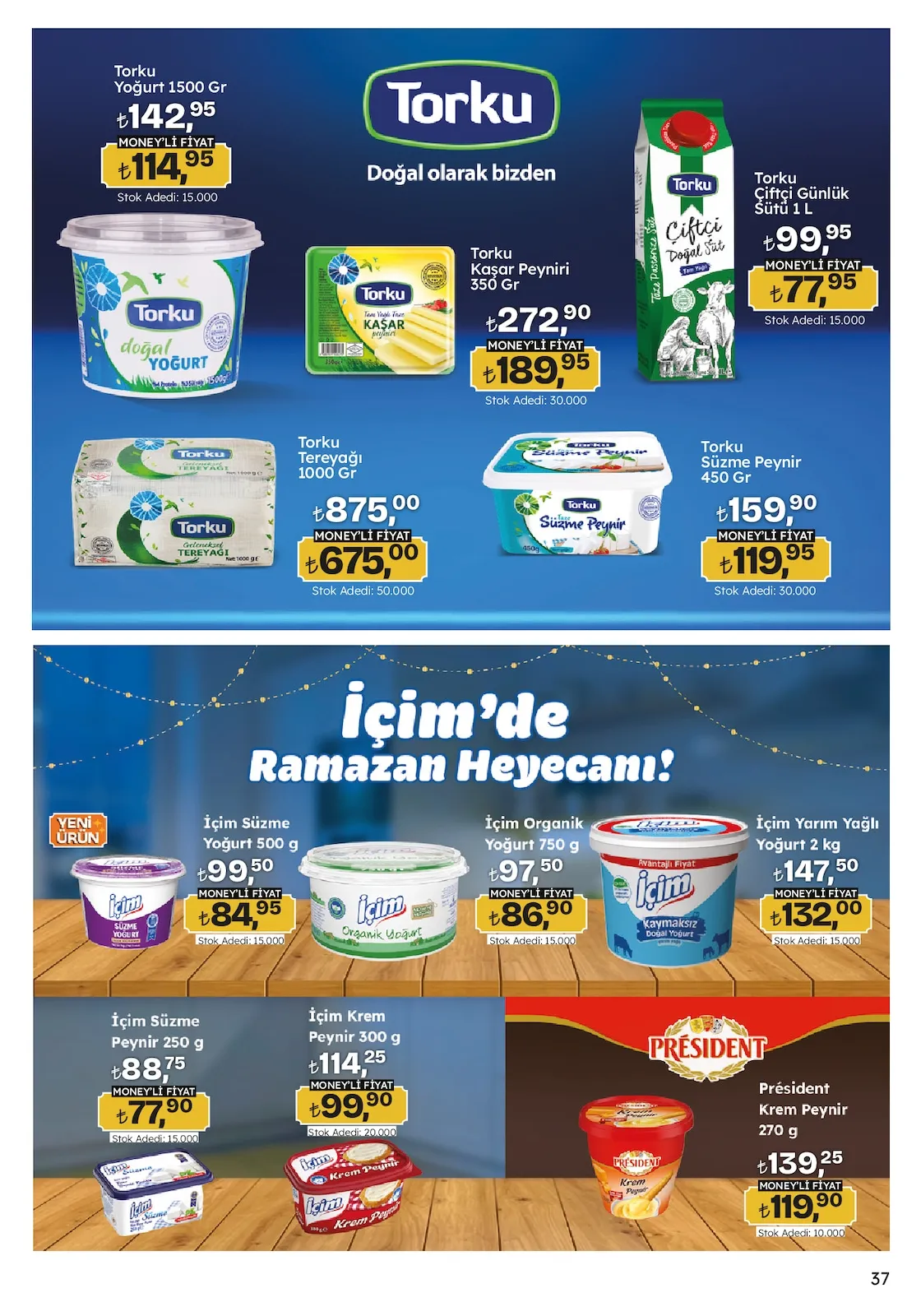 Migros Migros 12 Mart 2026 Aktüel Kataloğu sayfa 37: Torku Çiftçi Günlük Sütü 1 L, İçim Süzme Peynir 250 G