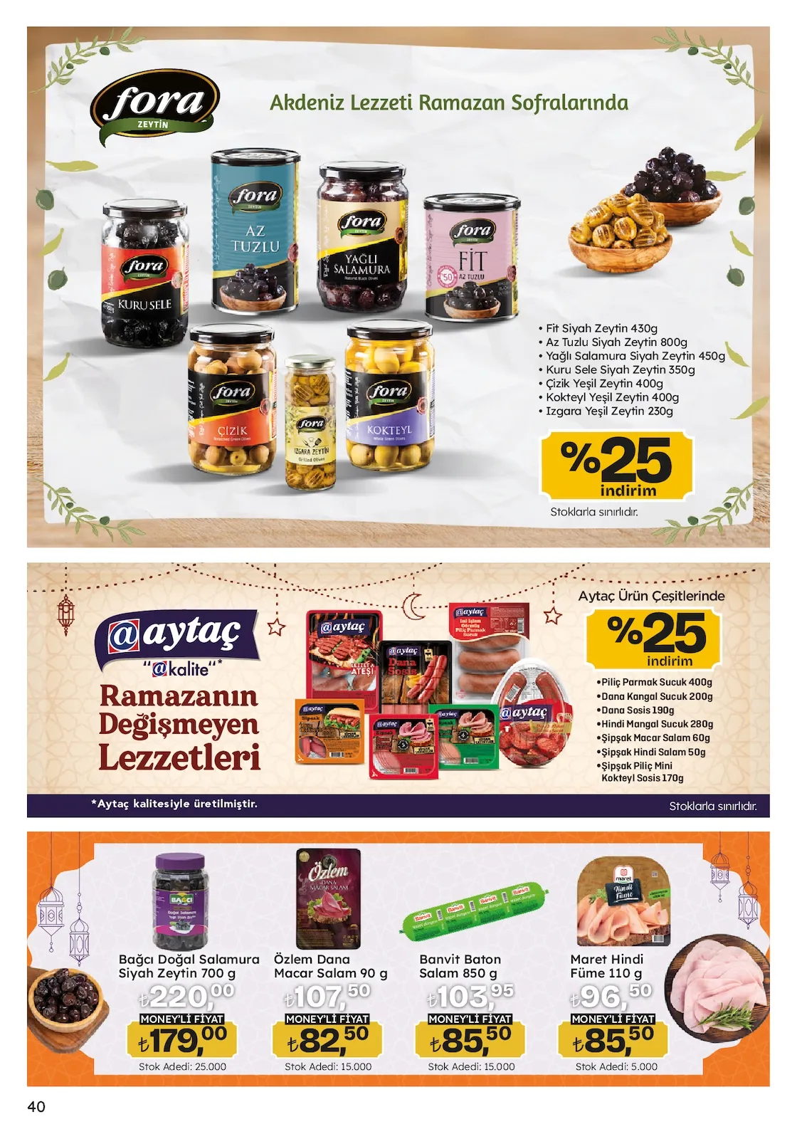 Migros Migros 12 Mart 2026 Aktüel Kataloğu sayfa 40: Özlem Dana Macar Salam 90 G, Banvit Baton Salam 850 G