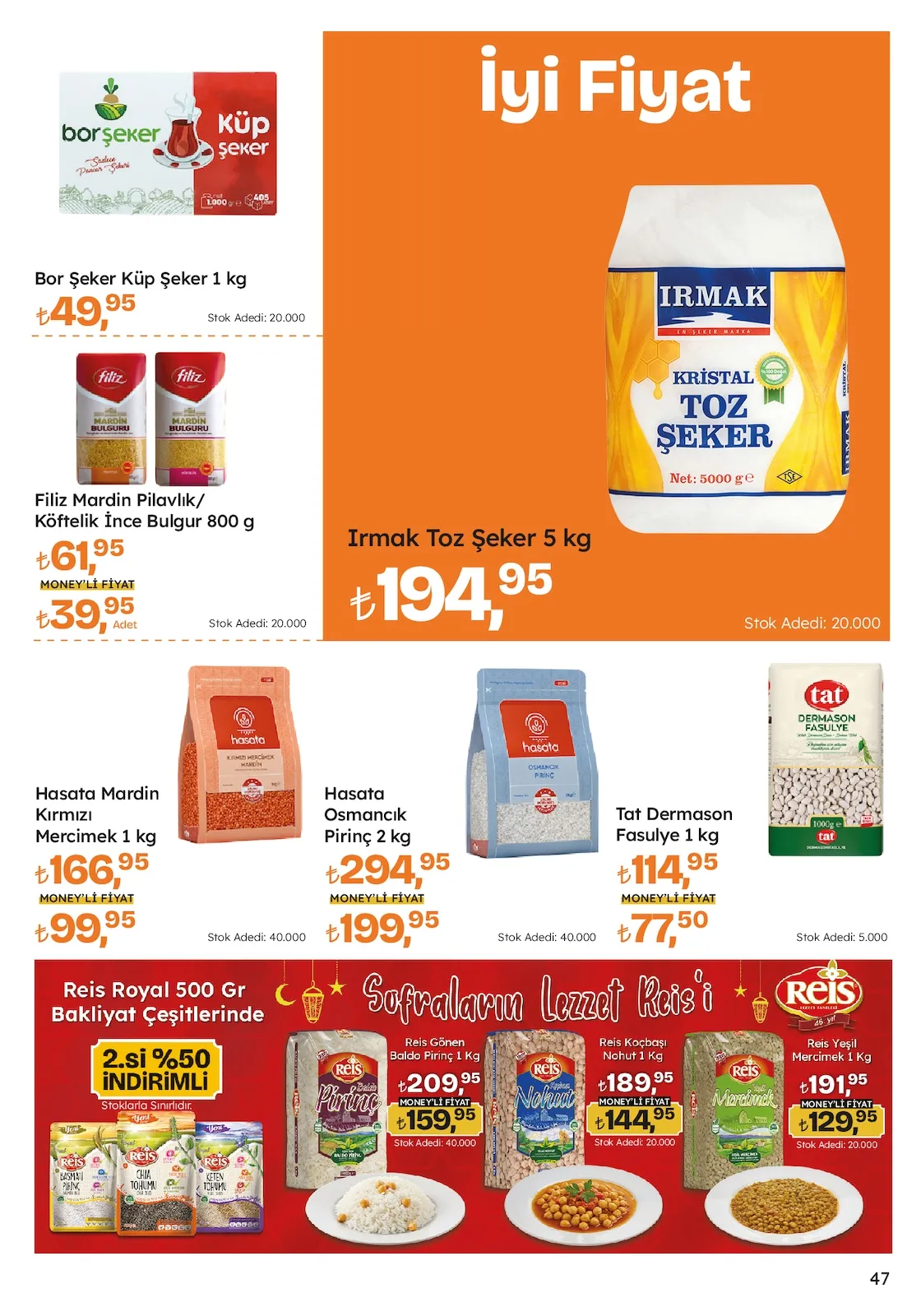 Migros Migros 12 Mart 2026 Aktüel Kataloğu sayfa 47: Filiz Mardin Pilavlık/ Köftelik İnce Bulgur 800 G, Hasata Osmancık Pirinç 2 Kg