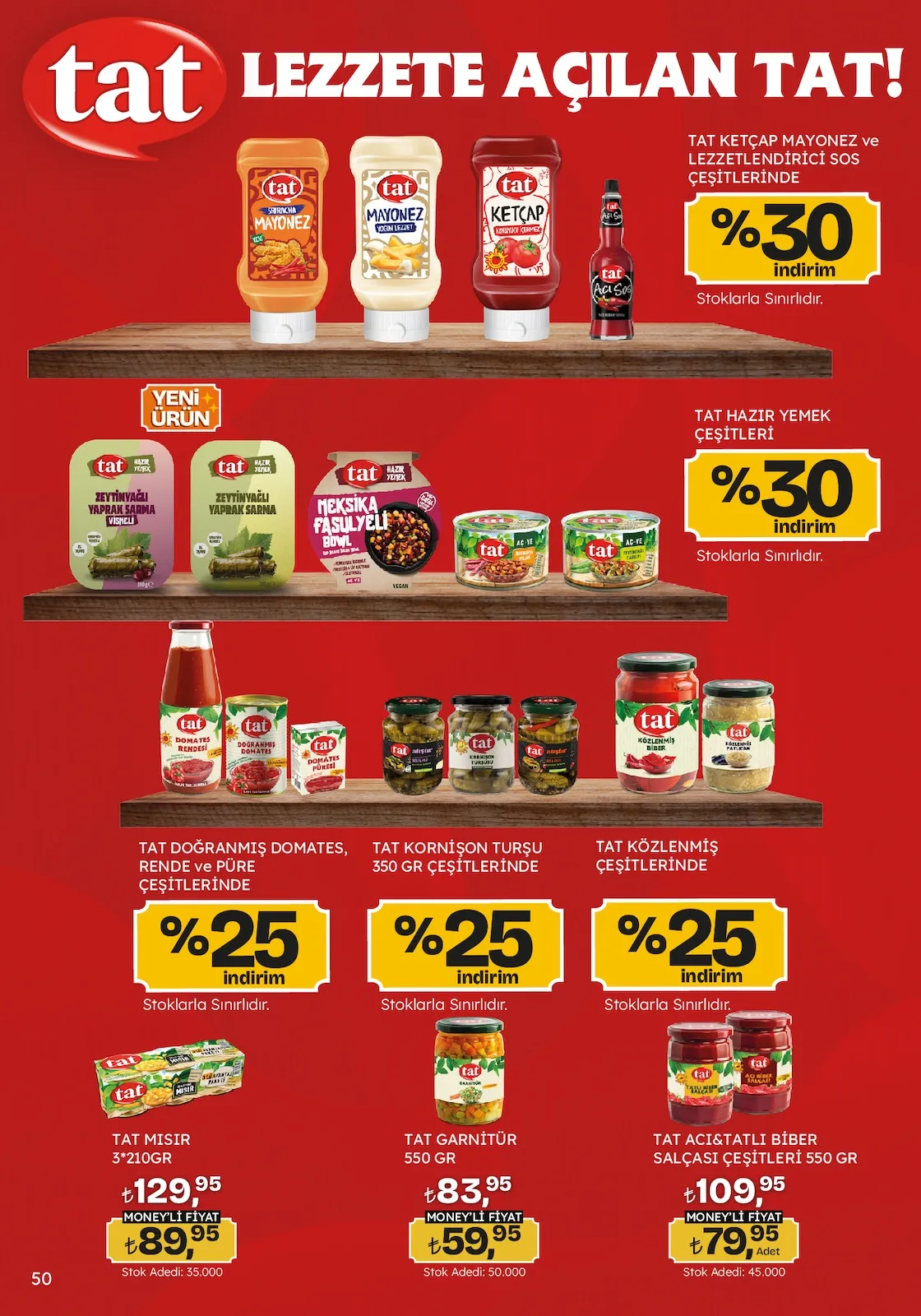 Migros Migros 12 Mart 2026 Aktüel Kataloğu sayfa 50: Tat Garnitür 550 Gr, Tat Mısır 3*210Gr