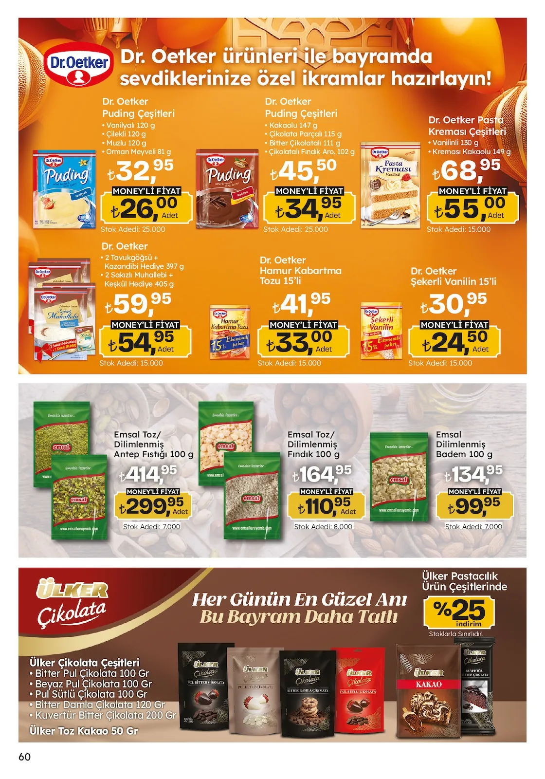Migros Migros 12 Mart 2026 Aktüel Kataloğu sayfa 60: Emsal Toz/ Dilimlenmiş Antep Fıstığı 100 G, Dr. Oetker Pasta Kreması Çeşitleri