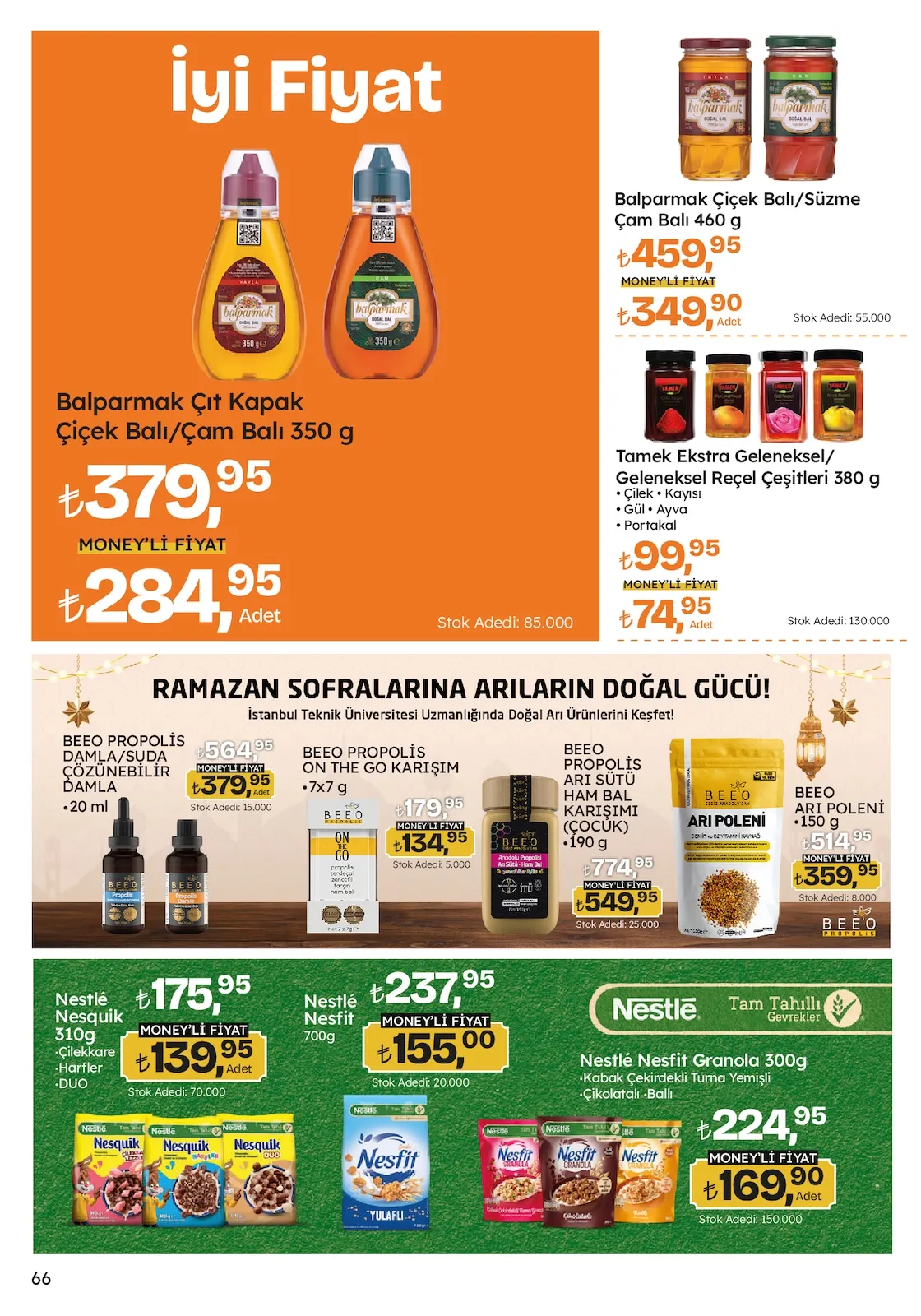 Migros Migros 12 Mart 2026 Aktüel Kataloğu sayfa 66: Balparmak Çıt Kapak Çiçek Balı/Çam Balı 350 G, Tamek Ekstra Geleneksel/Geleneksel Reçel Çeşitleri 380 G