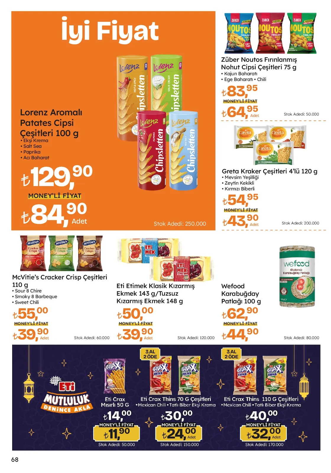 Migros Migros 12 Mart 2026 Aktüel Kataloğu sayfa 68: Mcvitie'S Cracker Crisp Çeşitleri 110 G, Eti Etimek Klasik Kızarmış Ekmek 143 G/Tuzsuz Kızarmış Ekmek 148 G