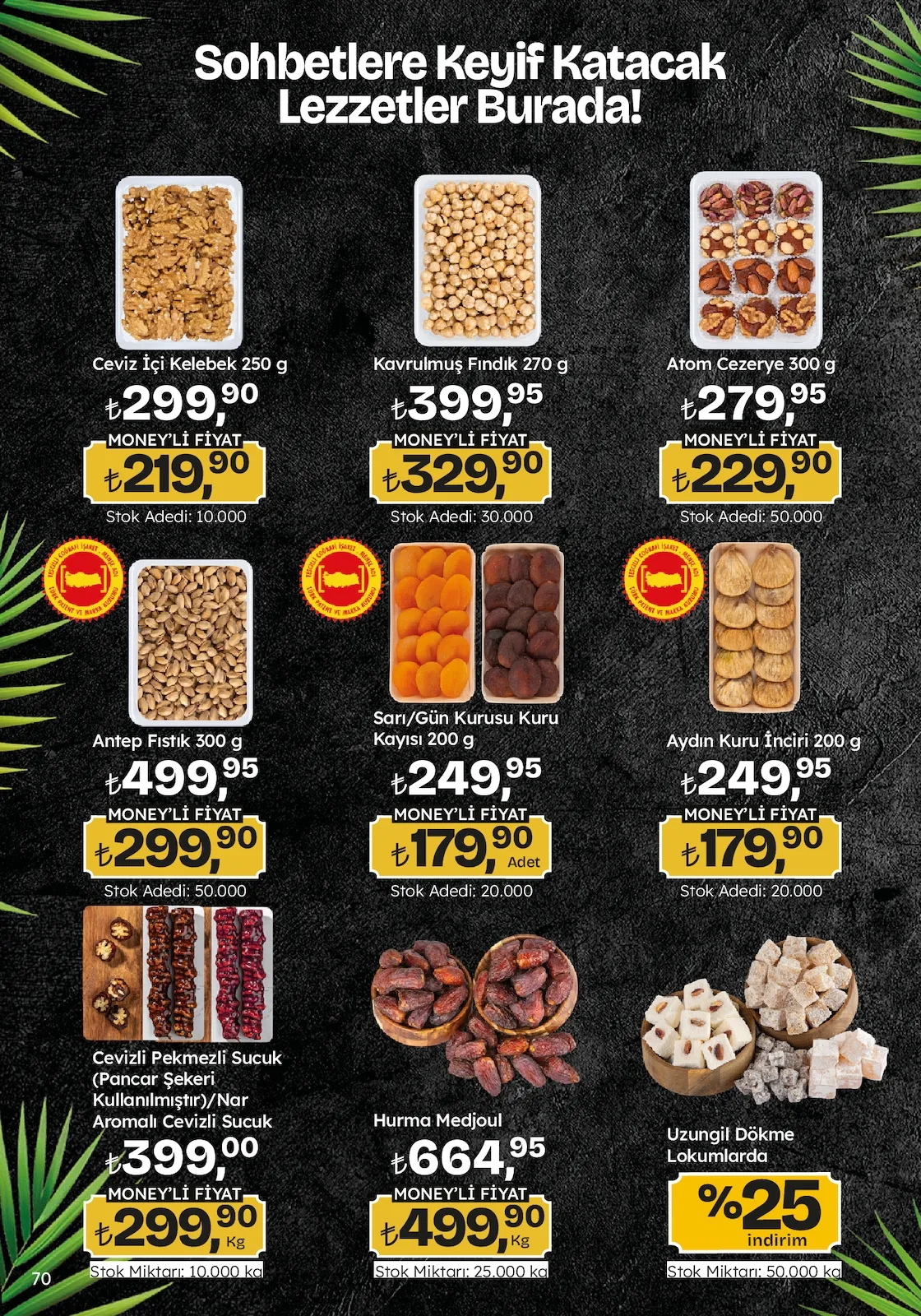 Migros Migros 12 Mart 2026 Aktüel Kataloğu sayfa 70: Atom Cezerye 300 G, Sarı/Gün Kurusu Kuru Kayısı 200 G