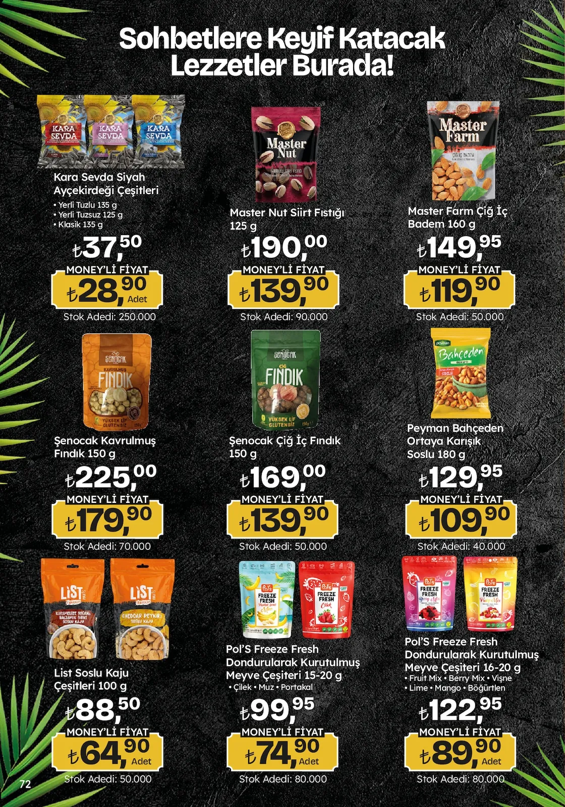 Migros Migros 12 Mart 2026 Aktüel Kataloğu sayfa 72: Şenocak Çiğ İç Fındık 150 G, Pol'S Freeze Fresh Dondurularak Kurutulmuş Meyve Çeşitleri 15-20 G