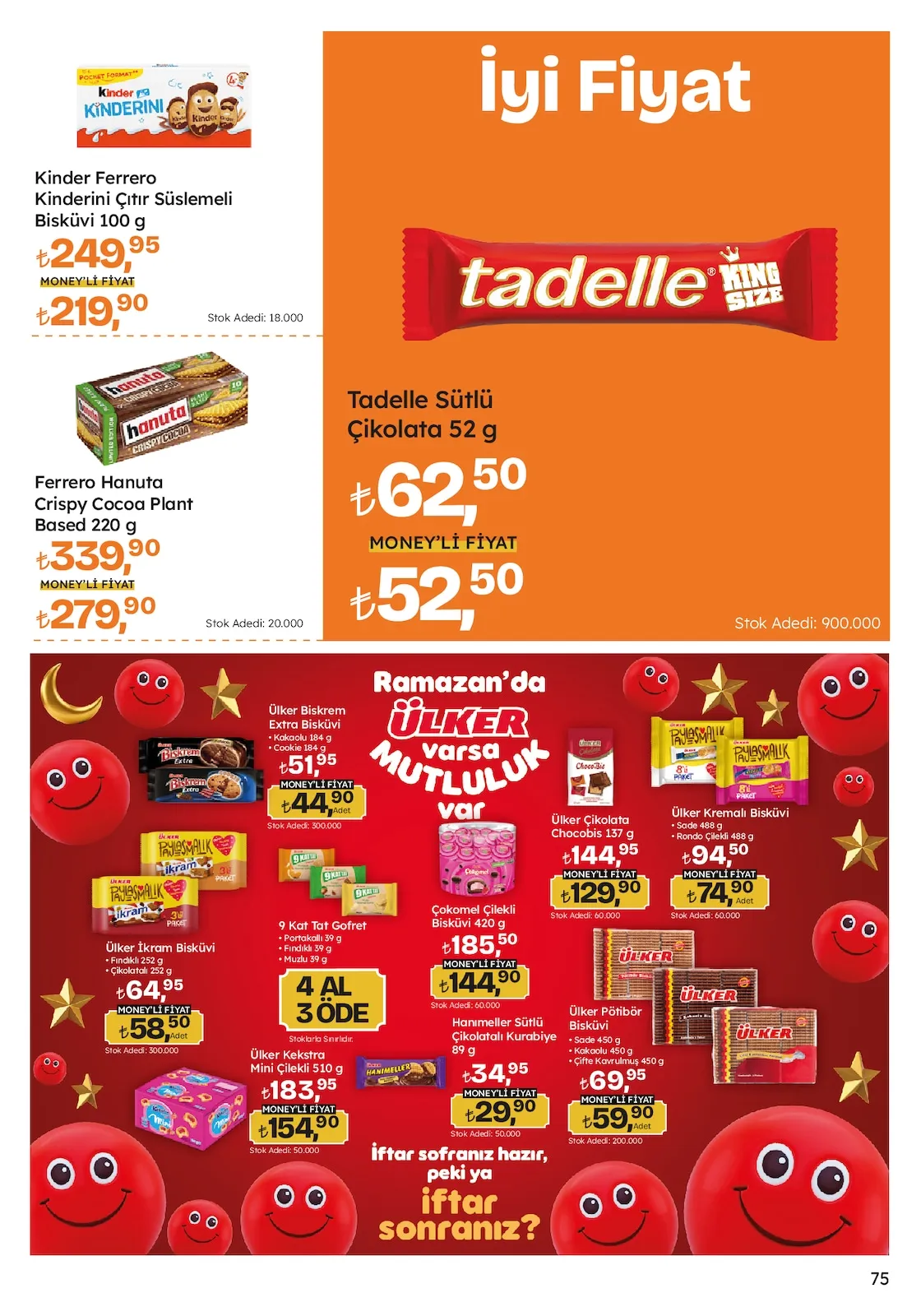 Migros Migros 12 Mart 2026 Aktüel Kataloğu sayfa 75: Kinder Ferrero Kinderini Çıtır Süslemeli Bisküvi 100 G, Ülker Kekstra Mini Çilekli 510 G