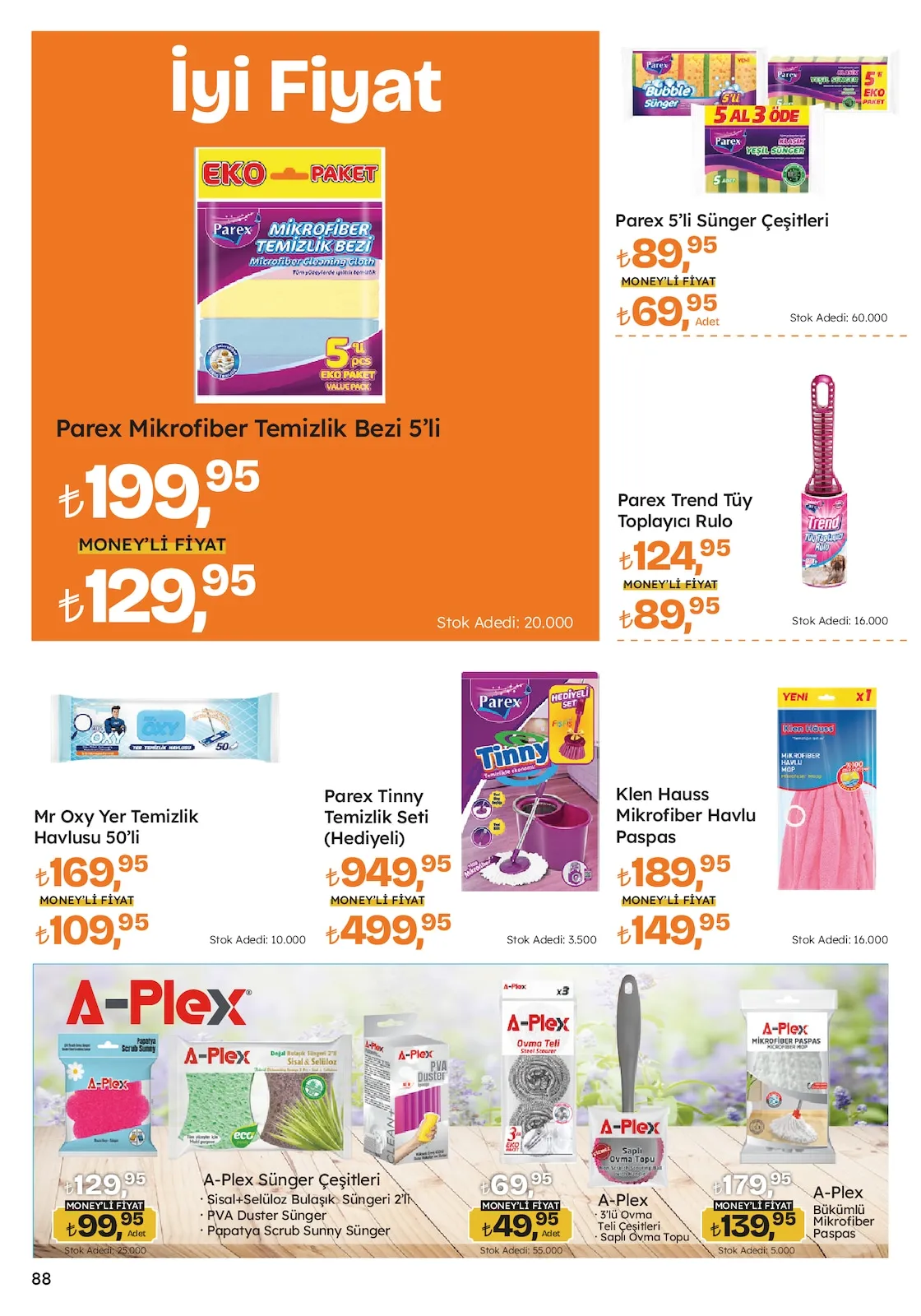 Migros Migros 12 Mart 2026 Aktüel Kataloğu sayfa 88: Parex Mikrofiber Temizlik Bezi 5'Li, Parex Tinny Temizlik Seti (Hediyeli)
