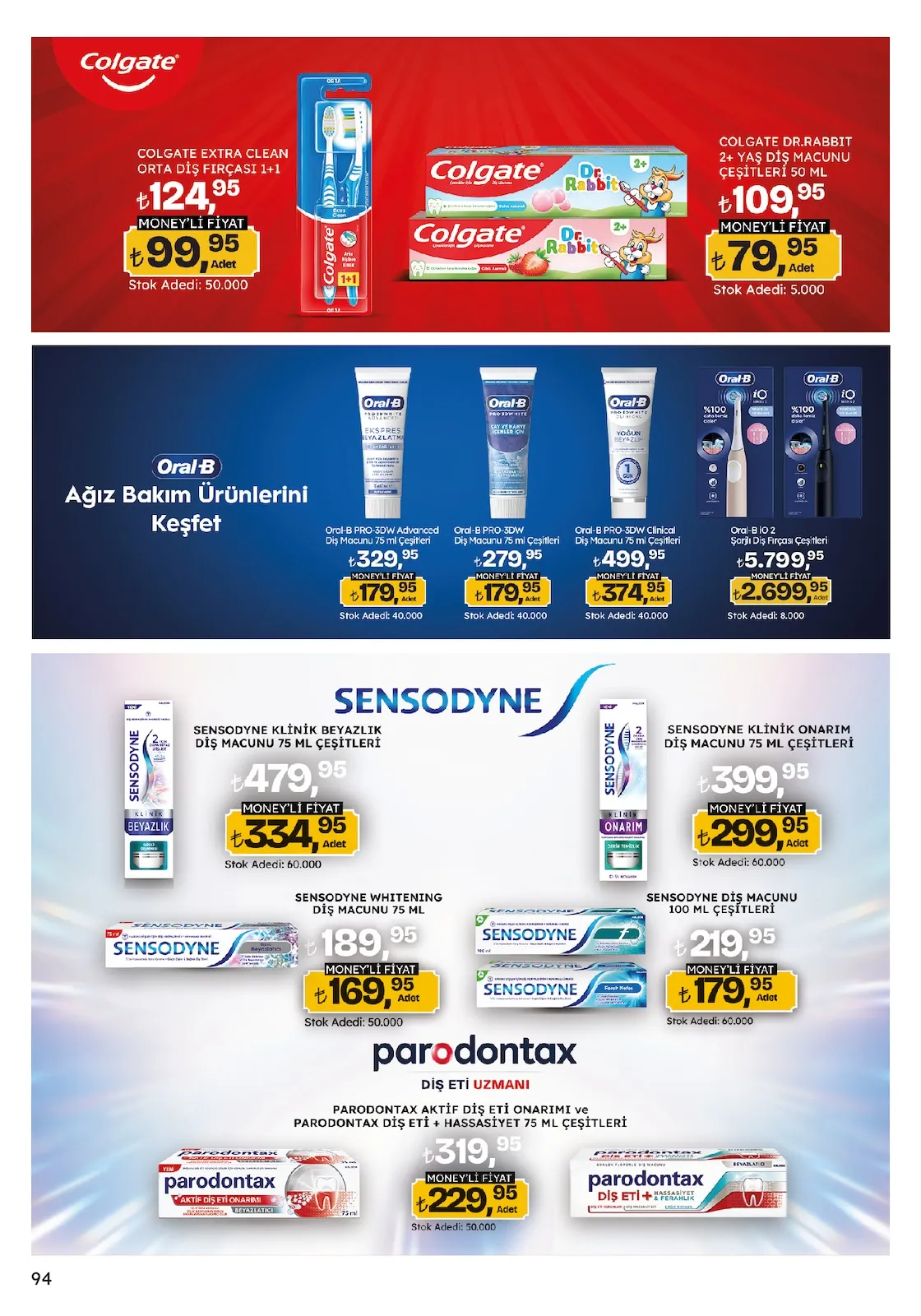 Migros Migros 12 Mart 2026 Aktüel Kataloğu sayfa 94: Colgate Extra Clean Orta Diş Fırçası 1+1, Oral-B Io 2 Şarjlı Diş Fırçası Çeşitleri