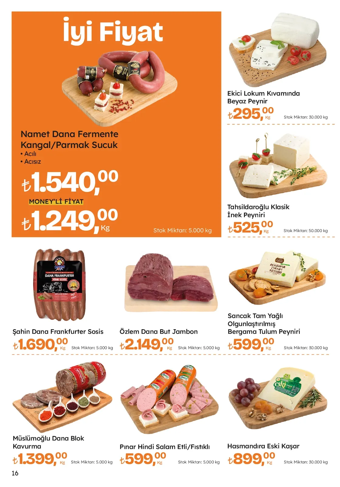 Migros Migros 26 Mart 2026 Aktüel Kataloğu sayfa 16: Namet Dana Fermente Kangal/Parmak Sucuk, Şahin Dana Frankfurter Sosis