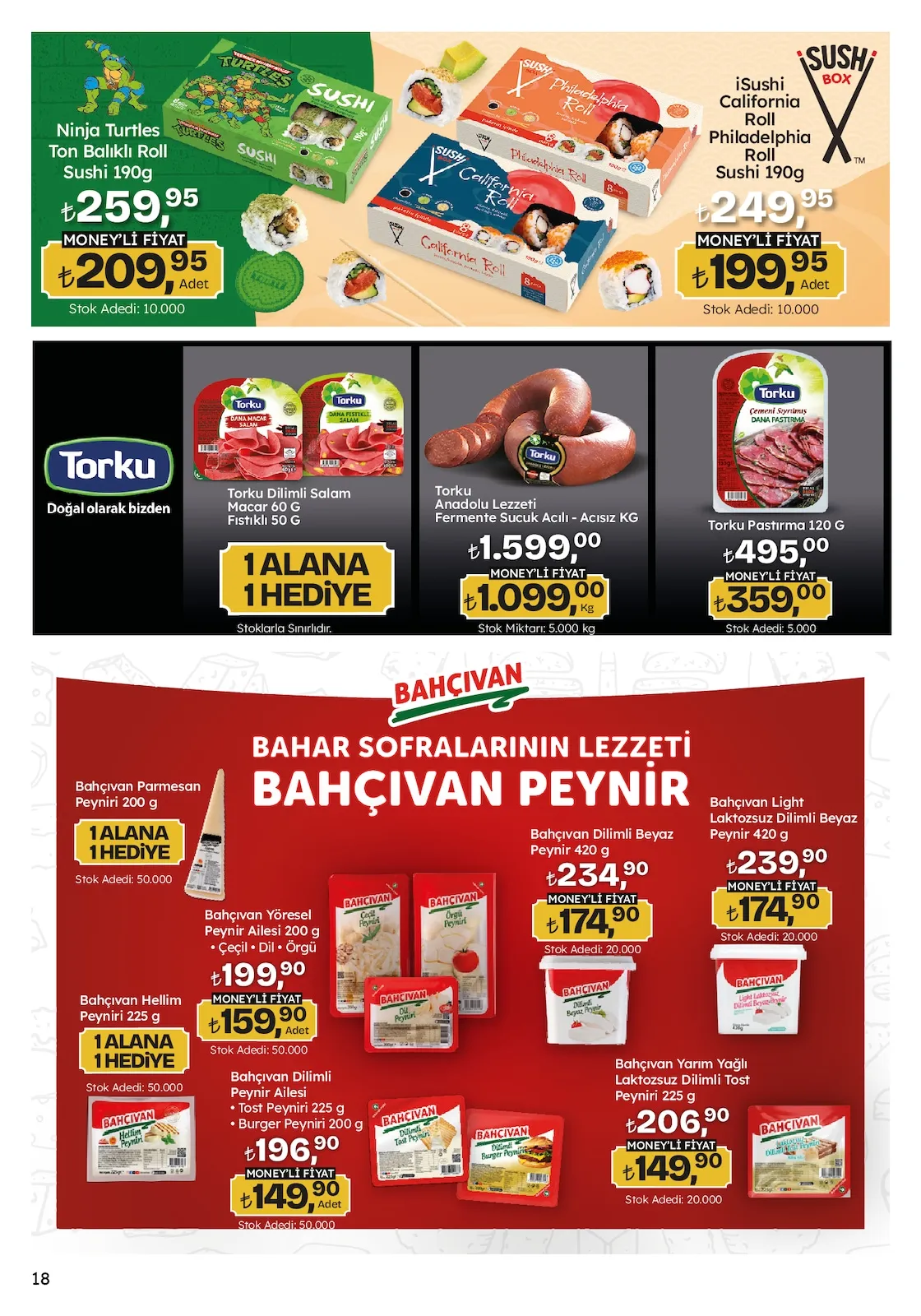 Migros Migros 26 Mart 2026 Aktüel Kataloğu sayfa 18: Torku Anadolu Lezzeti Fermente Sucuk Acılı - Acısız Kg, Bahçıvan Yarım Yağlı Laktozsuz Dilimli Tost Peyniri 225 G