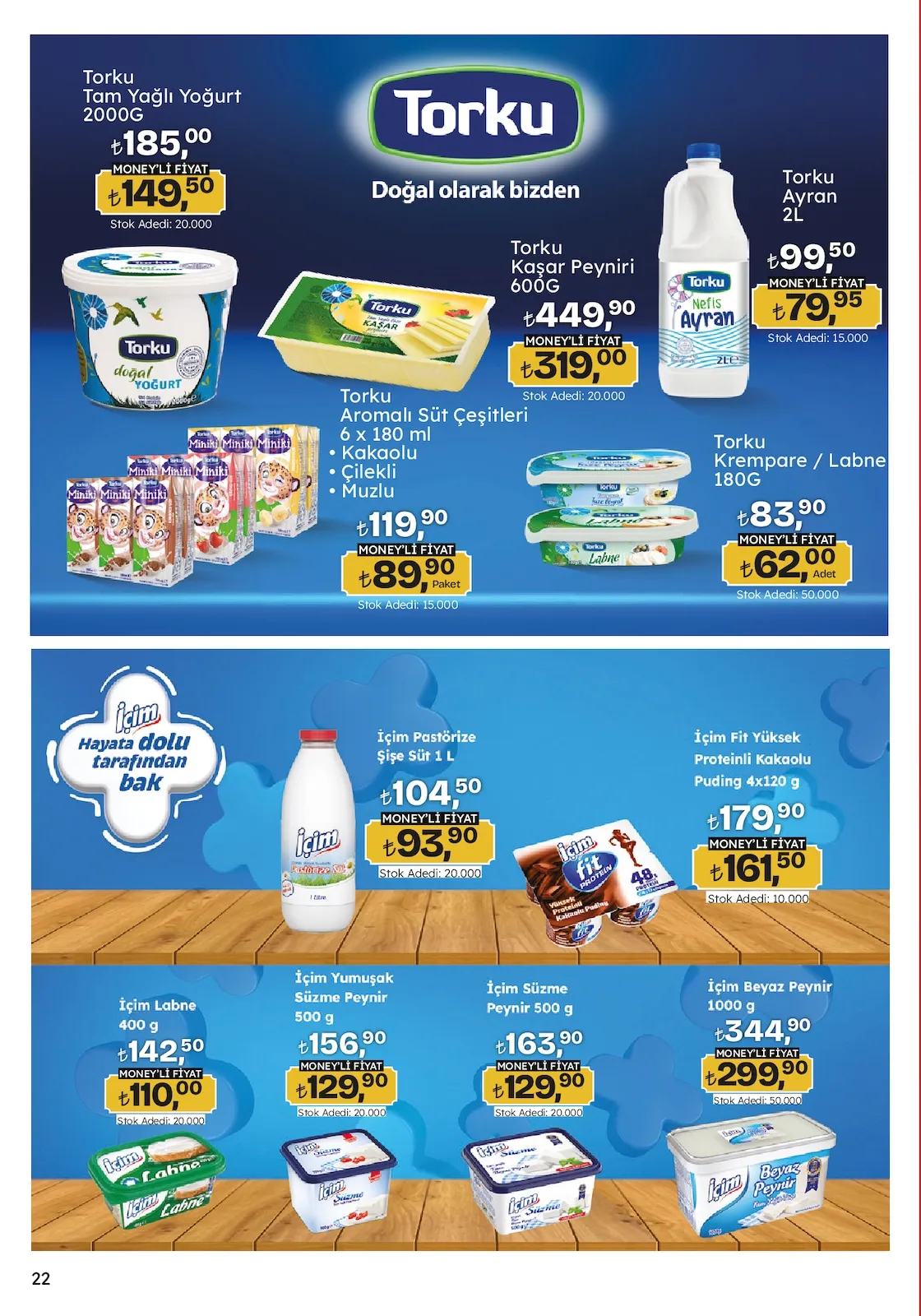 Migros Migros 26 Mart 2026 Aktüel Kataloğu sayfa 22: Torku Krempare / Labne 180G, İçim Beyaz Peynir 1000 G