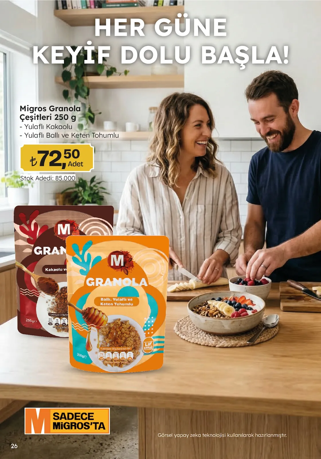 Migros Migros 26 Mart 2026 Aktüel Kataloğu sayfa 26: Migros Granola Çeşitleri 250 G